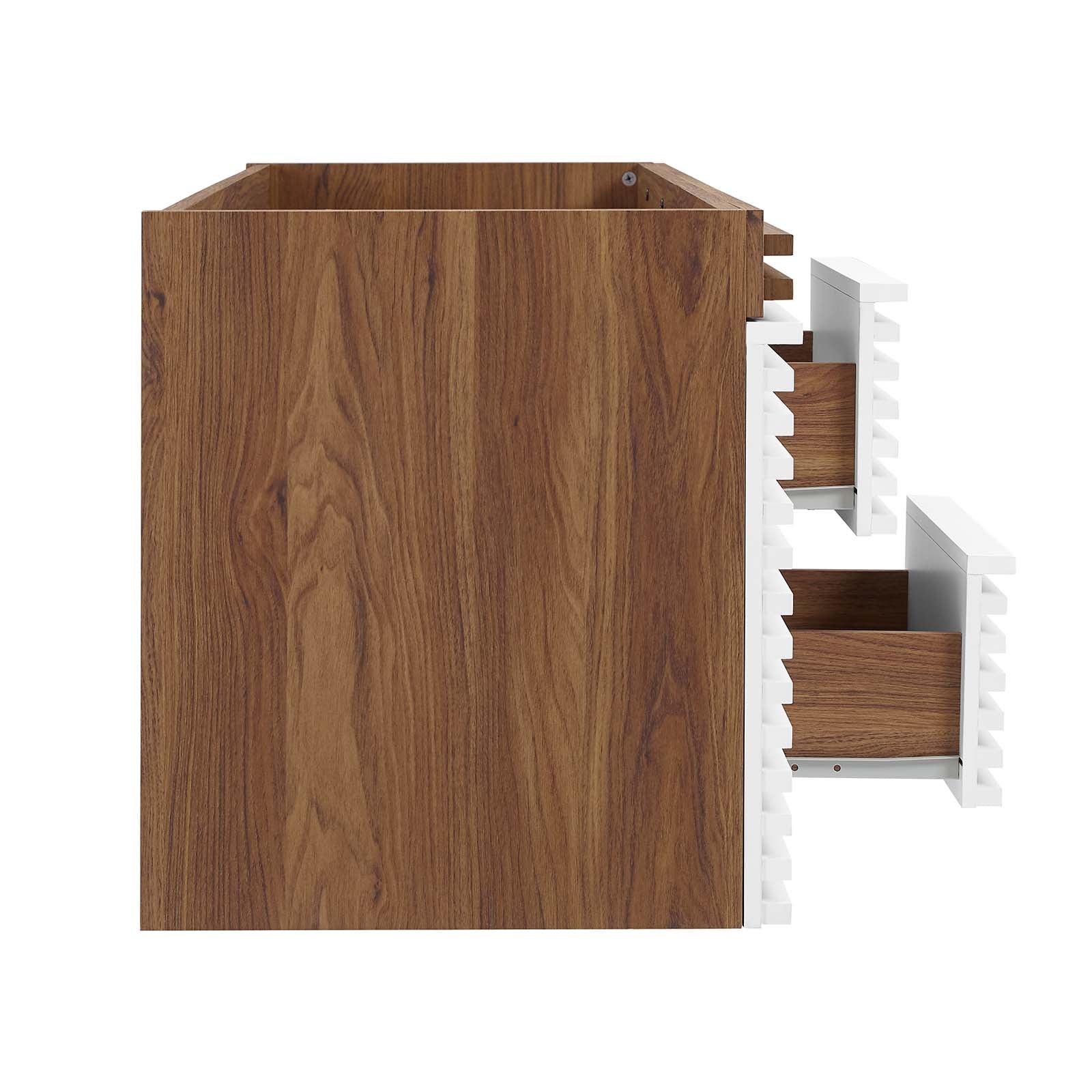 Modway Bathroom Vanity - Render 48" Wall-Mount Bathroom Vanity Cabinet White Walnut EEI-5867-WHI-WAL