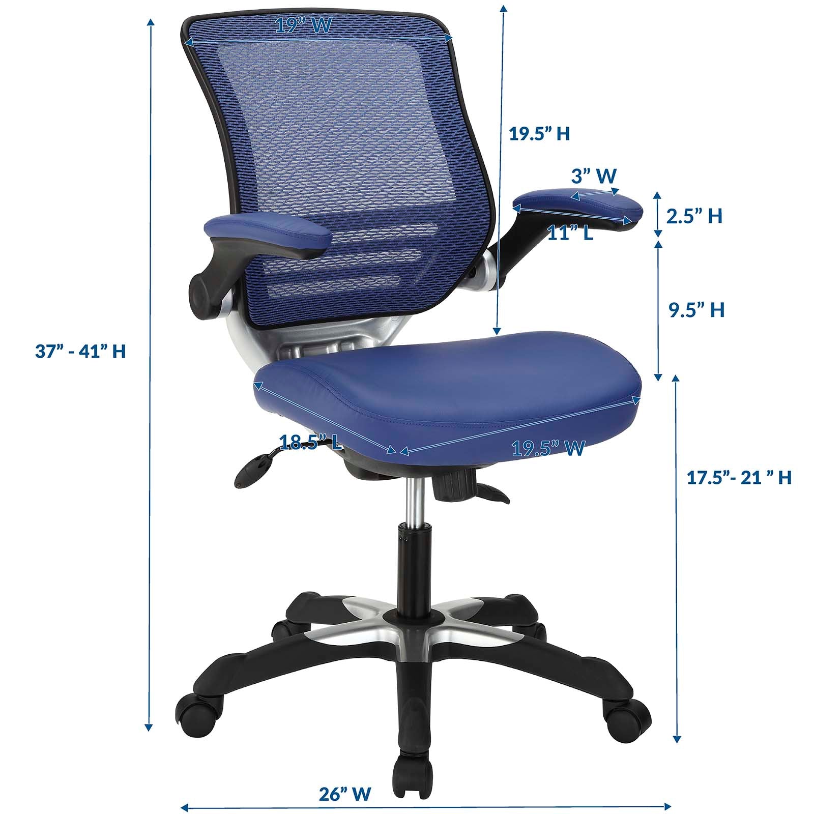 Modway Task Chairs - Edge Vinyl Office Chair Blue