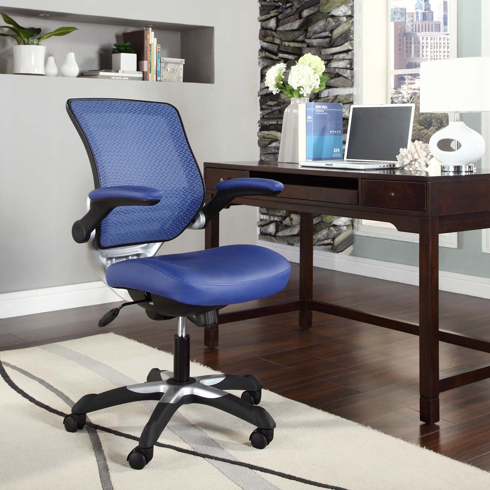 Modway Task Chairs - Edge Vinyl Office Chair Blue