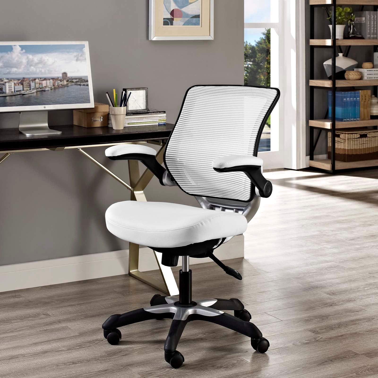 Modway Task Chairs - Edge Vinyl Office Chair White