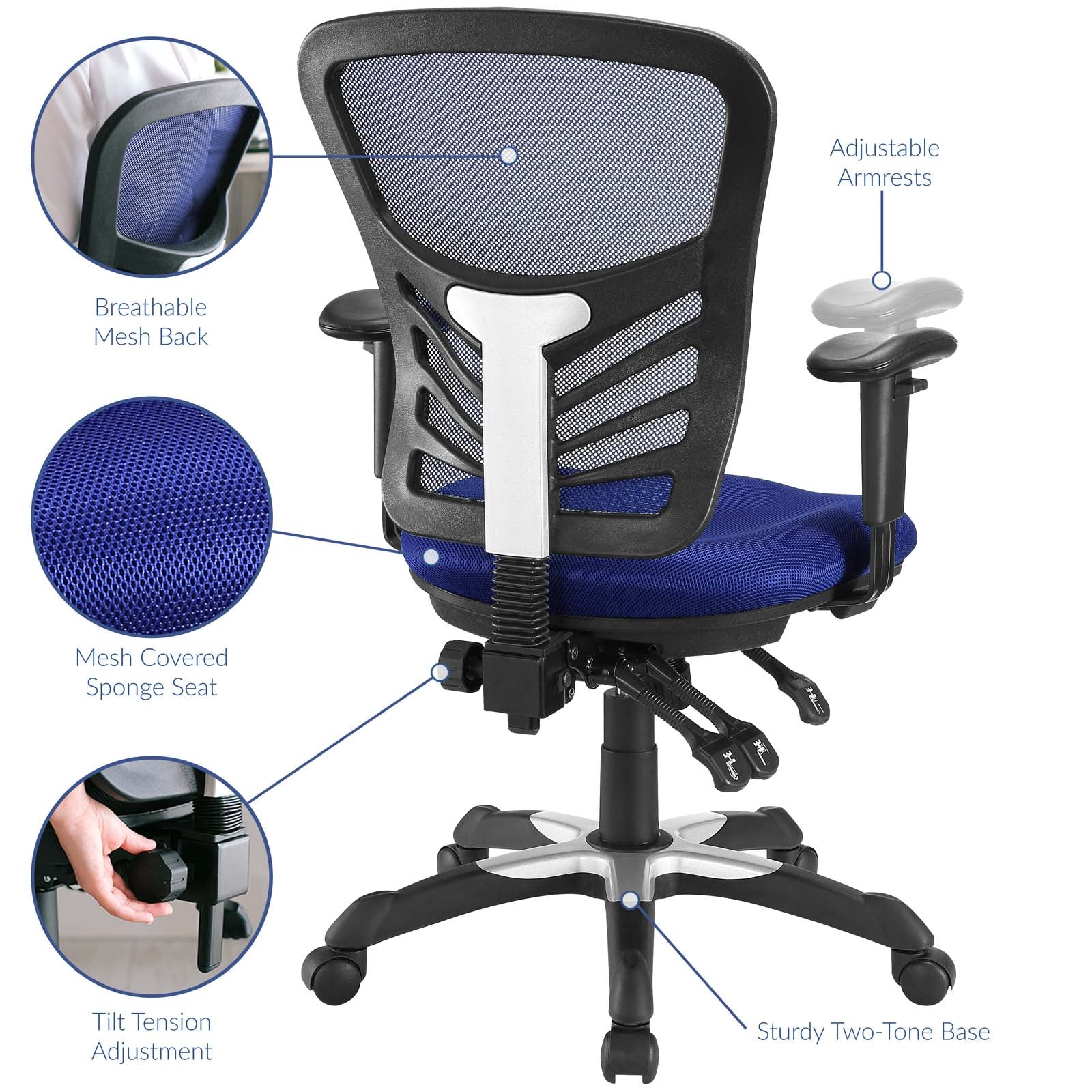 Modway Task Chairs - Articulate Mesh Office Chair Blue