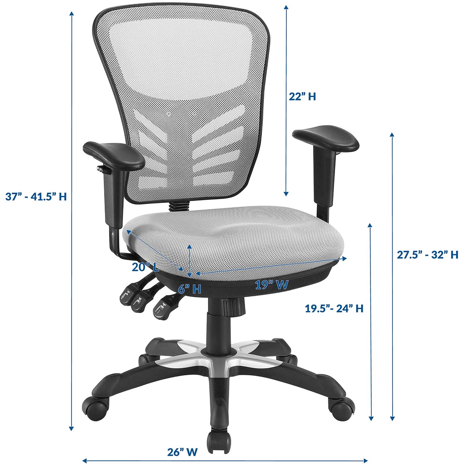 Modway Task Chairs - Articulate Mesh Office Chair Gray