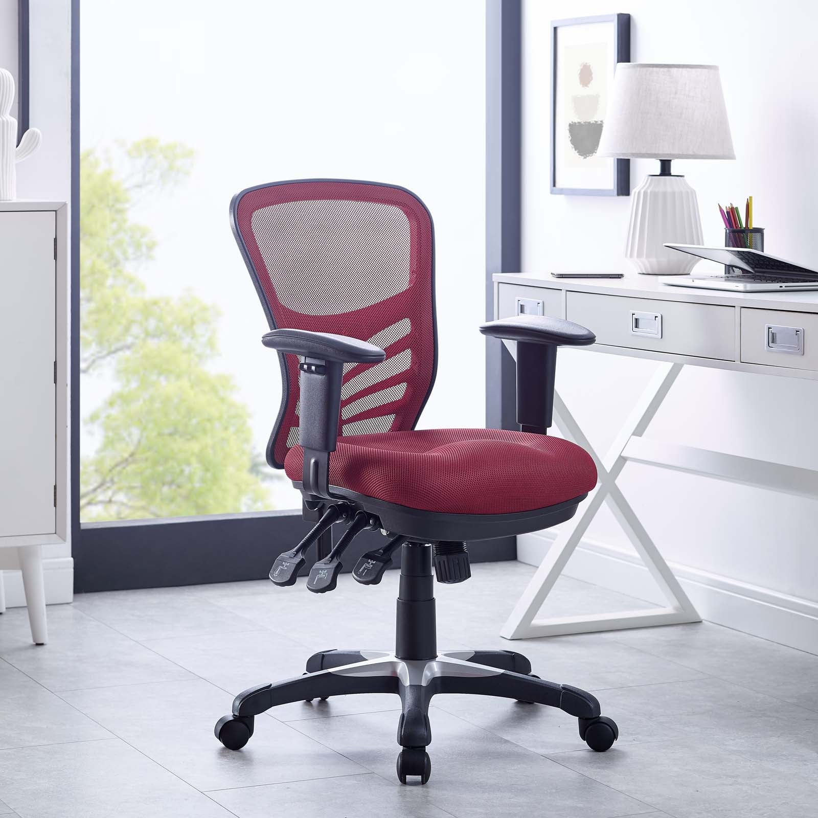 Modway Task Chairs - Articulate Mesh Office Chair Red