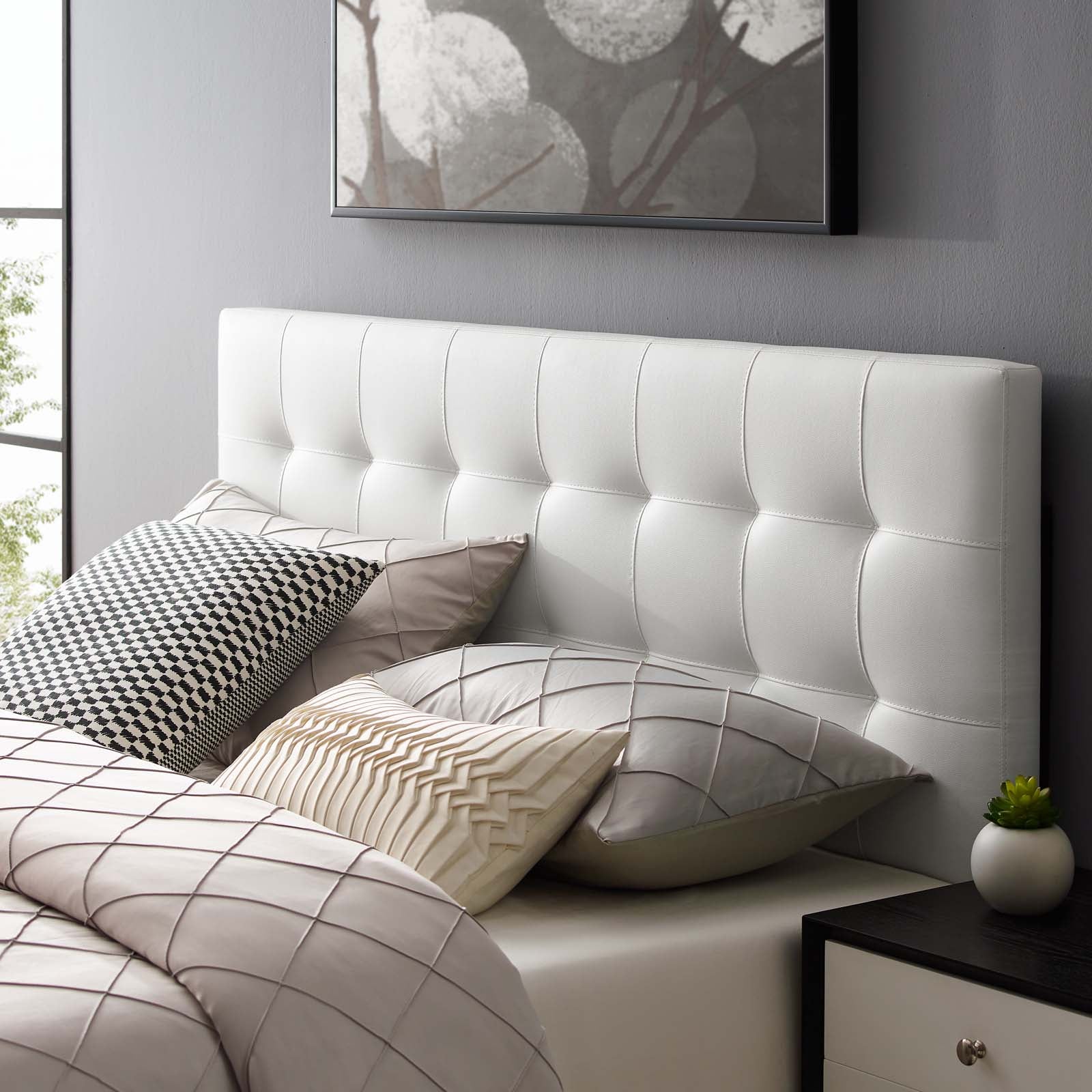 Modway Headboards - Lily Queen Upholstered Vinyl Headboard White