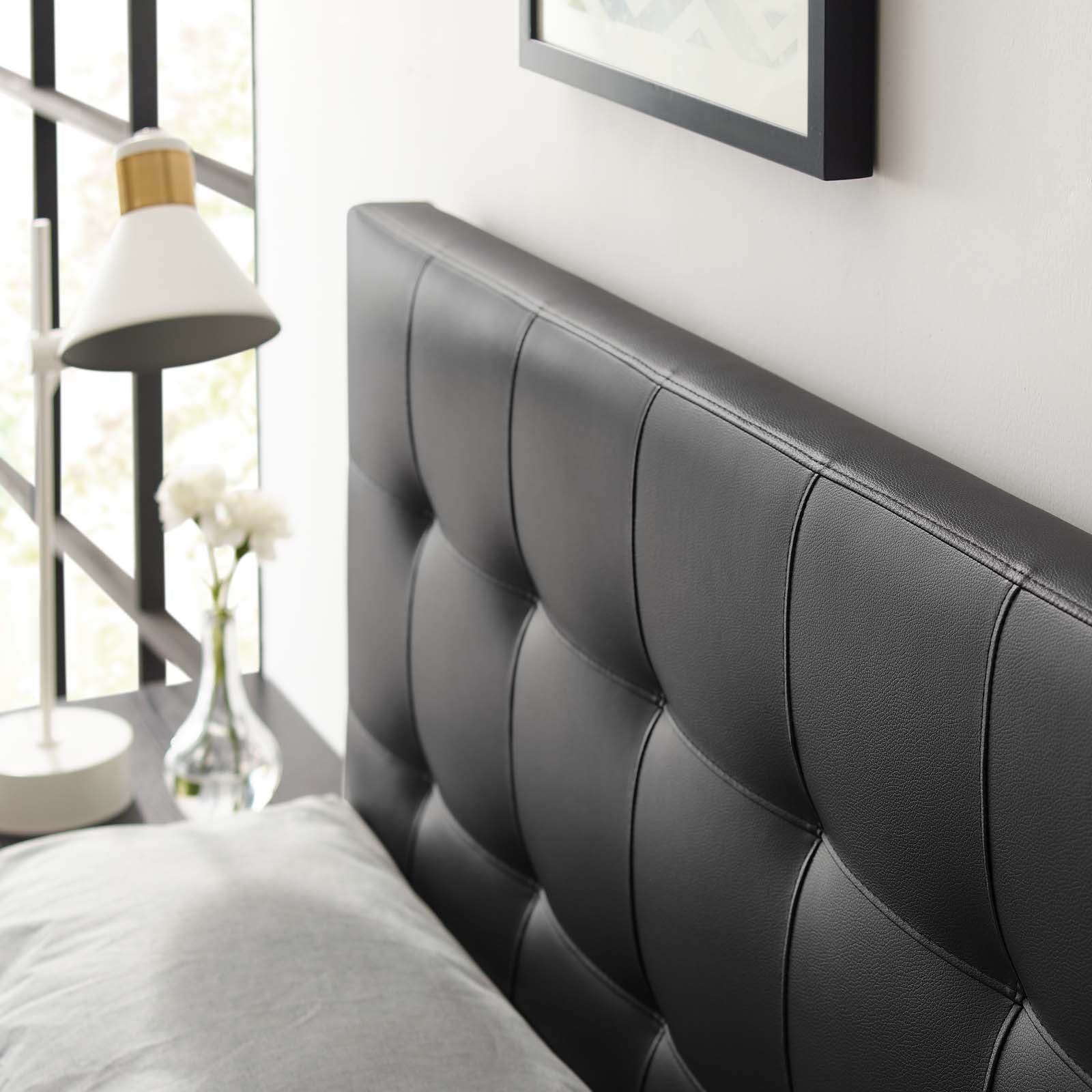 Modway Headboards - Lily King Upholstered Vinyl Headboard Black