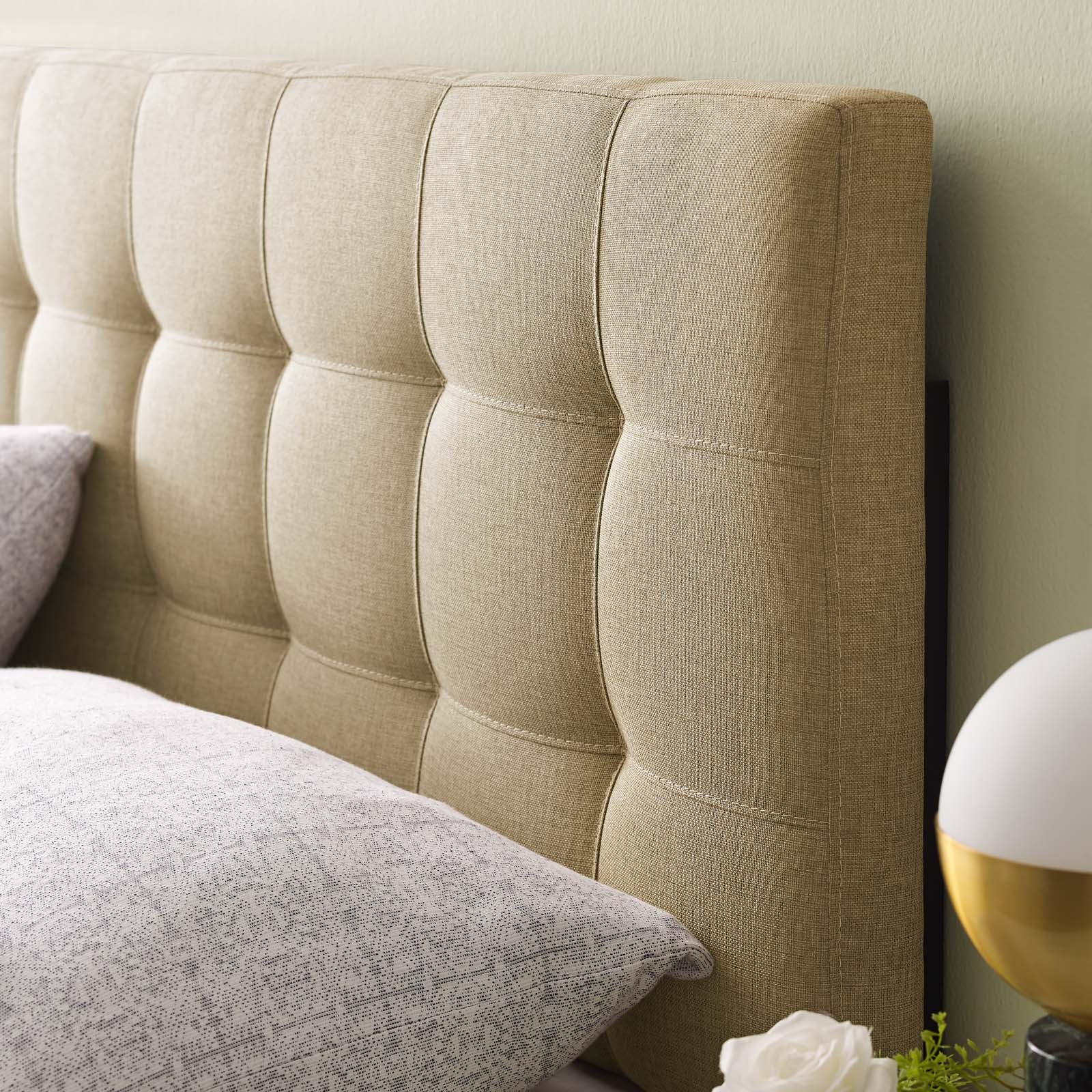 Modway Headboards - Lily Full Upholstered Fabric Headboard Beige