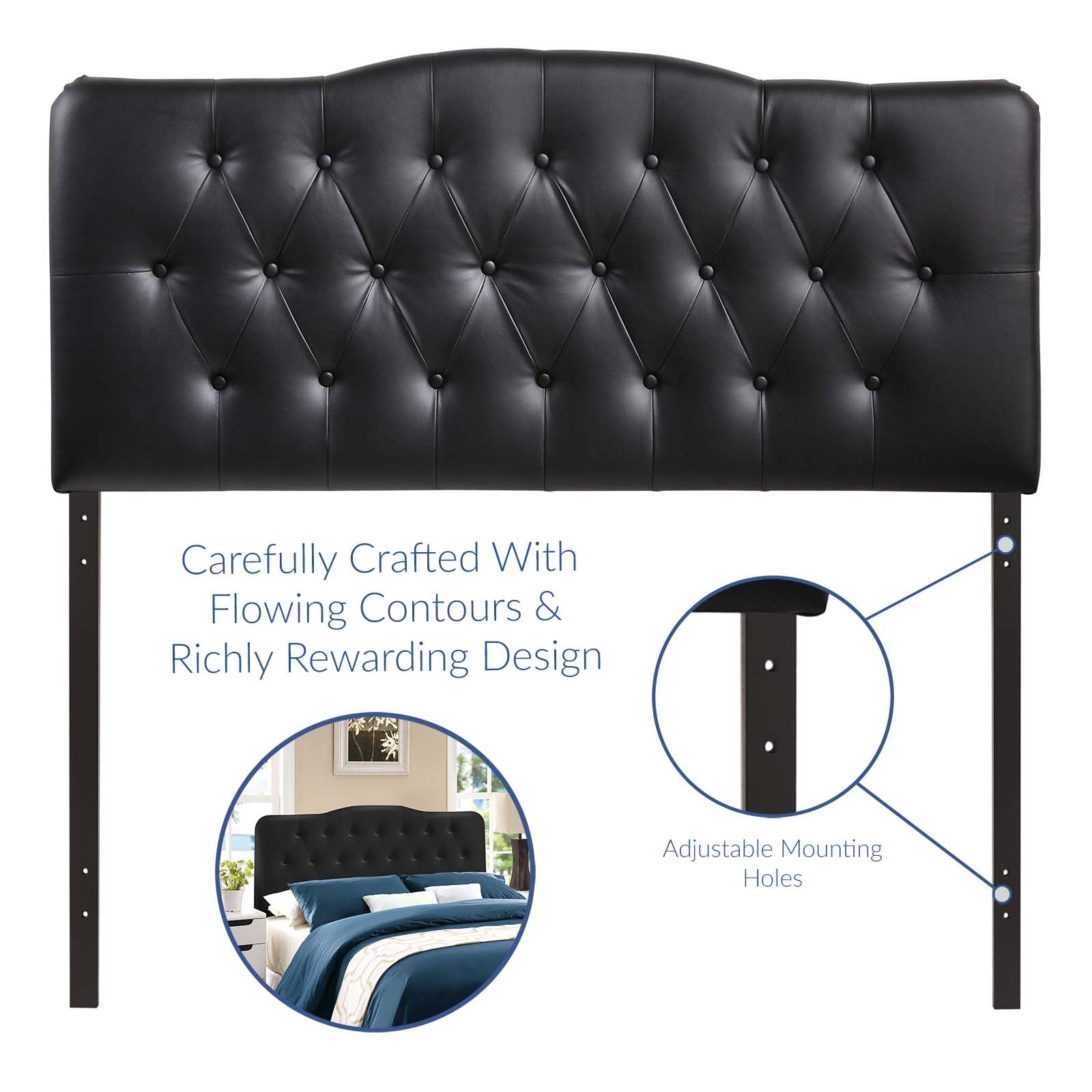 Modway Headboards - Annabel Full Upholstered Vinyl Headboard Black