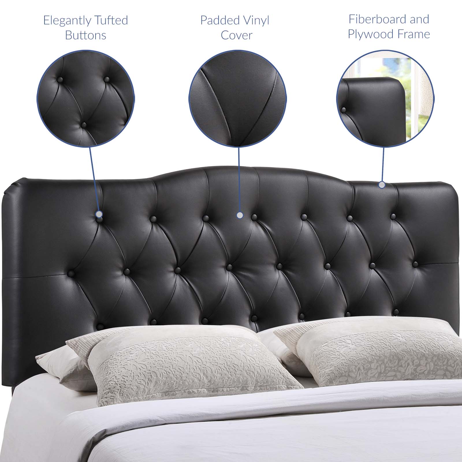 Modway Headboards - Annabel King Upholstered Vinyl Headboard Black