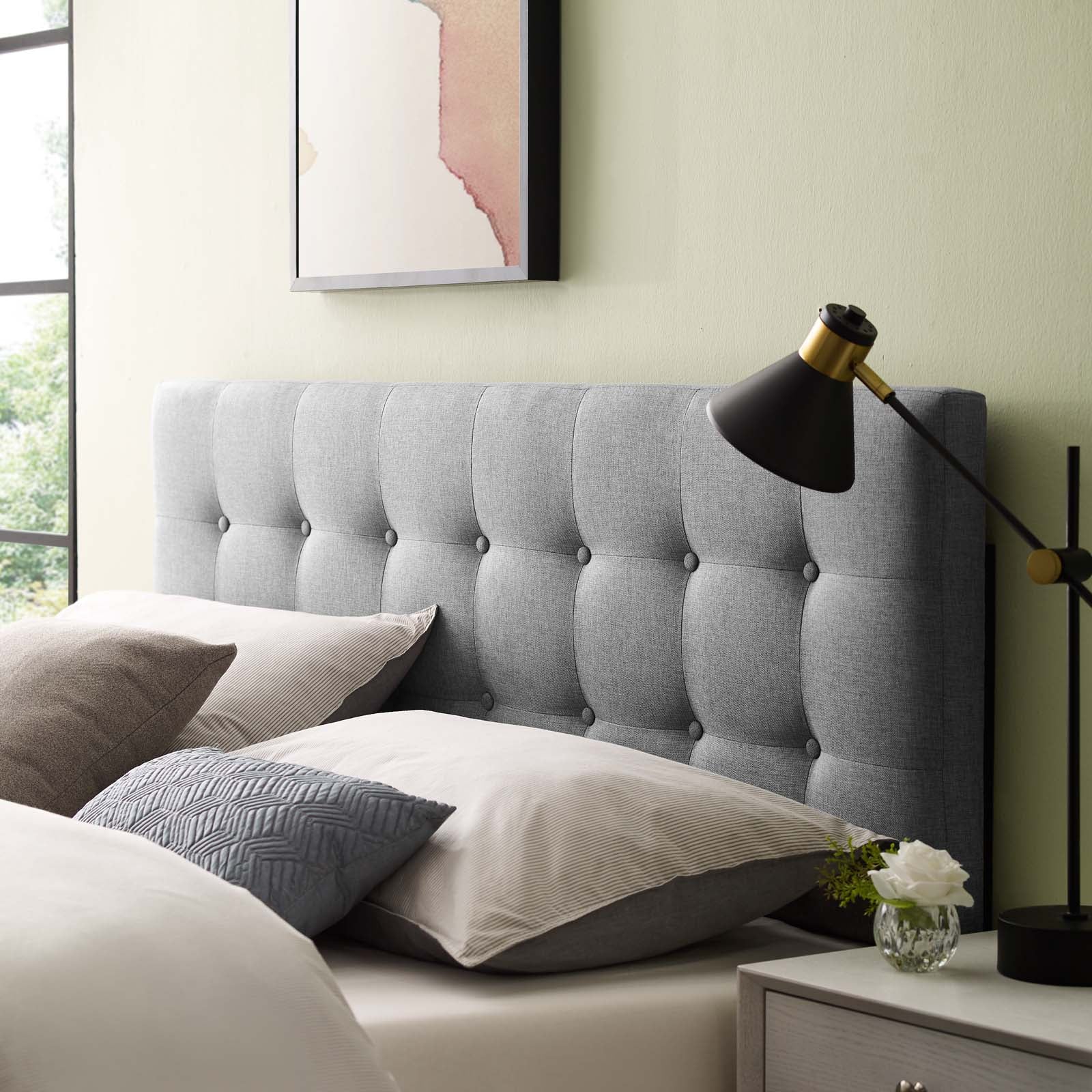 Modway Headboards - Emily Full Upholstered Fabric Headboard Gray