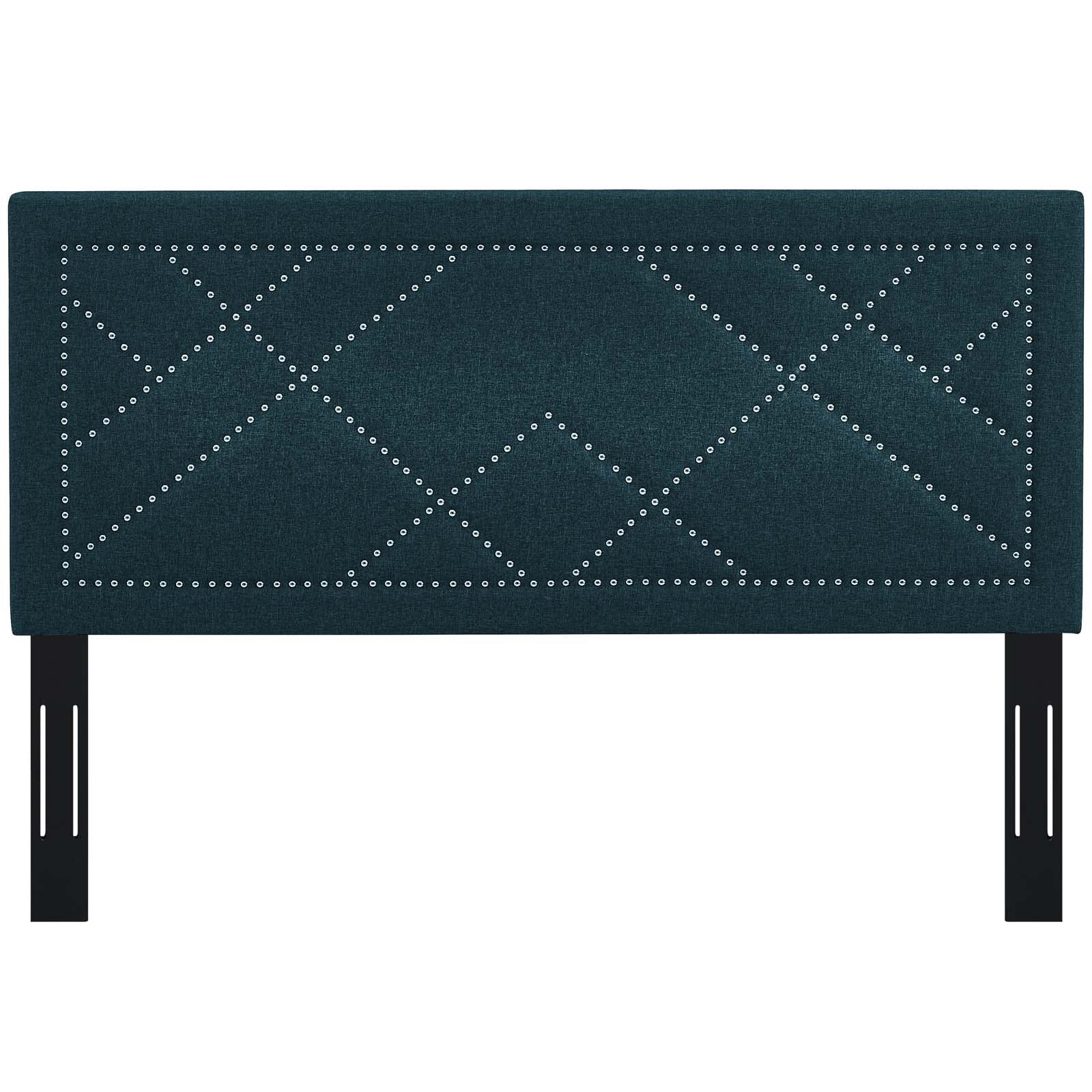 Modway Headboards - Reese Nailhead Full / Queen Upholstered Linen Fabric Headboard Azure