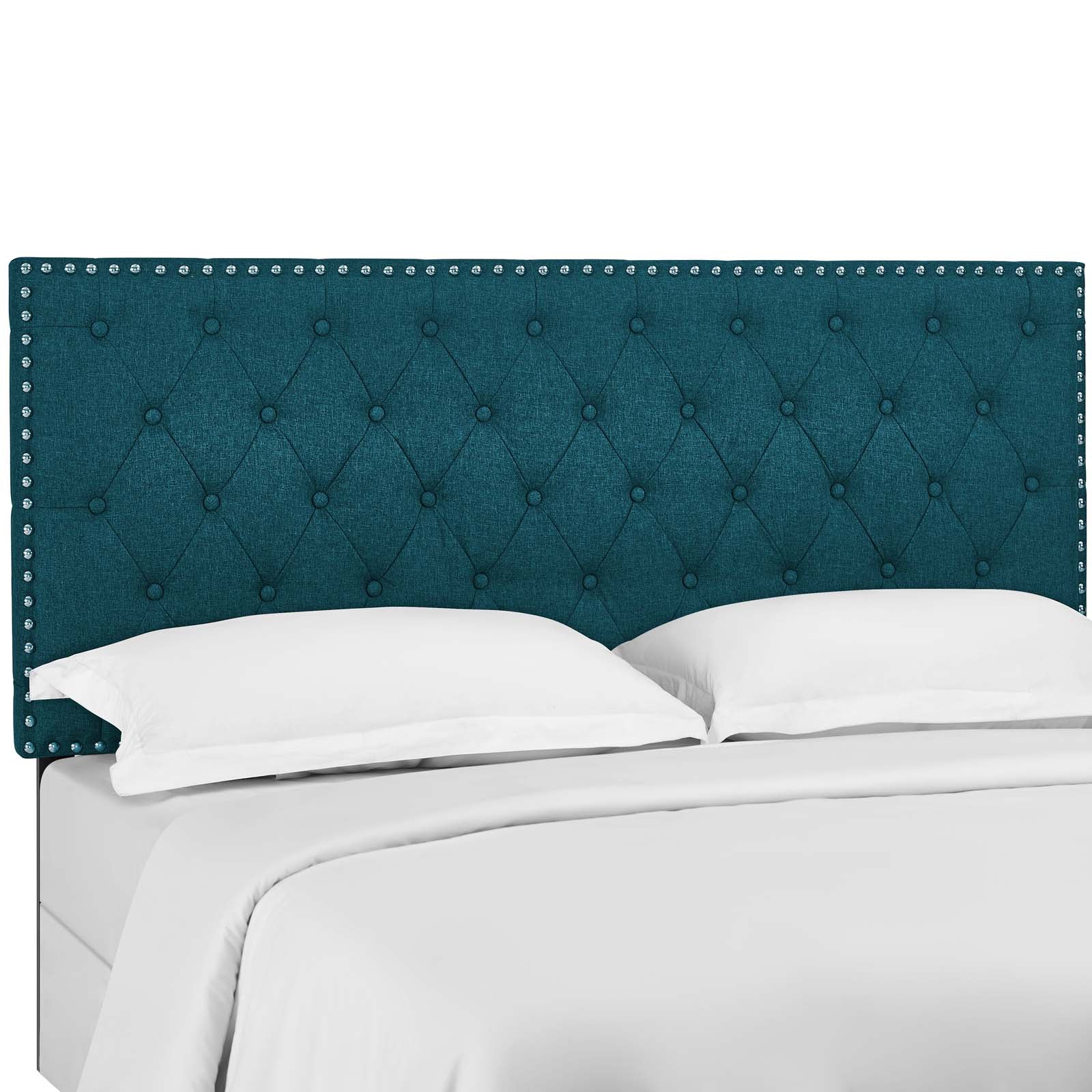 Modway Headboards - Helena Tufted King and California King Upholstered Linen Fabric Headboard Teal