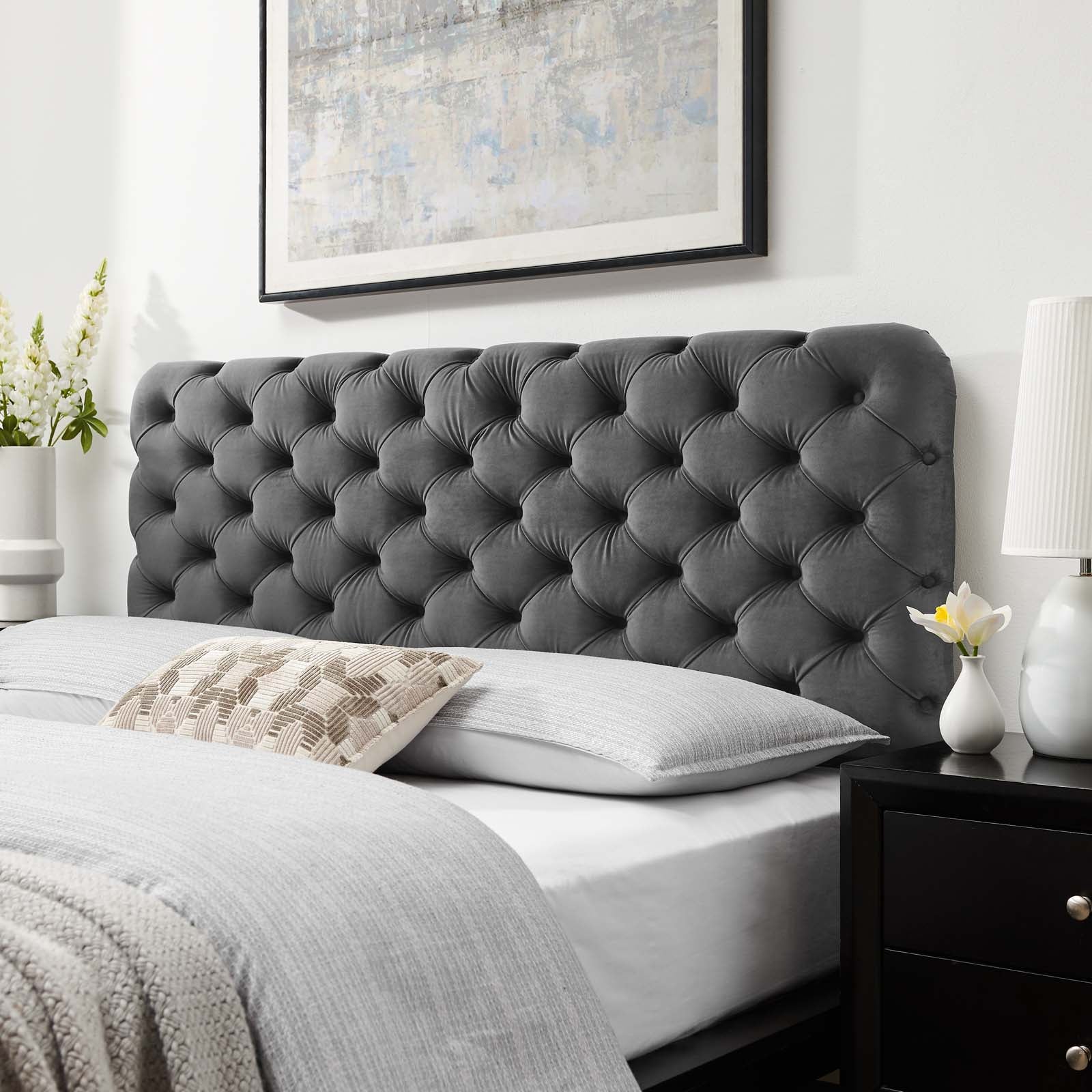 Modway Headboards - Lizzy Tufted Full/Queen Performance Velvet Headboard Charcoal