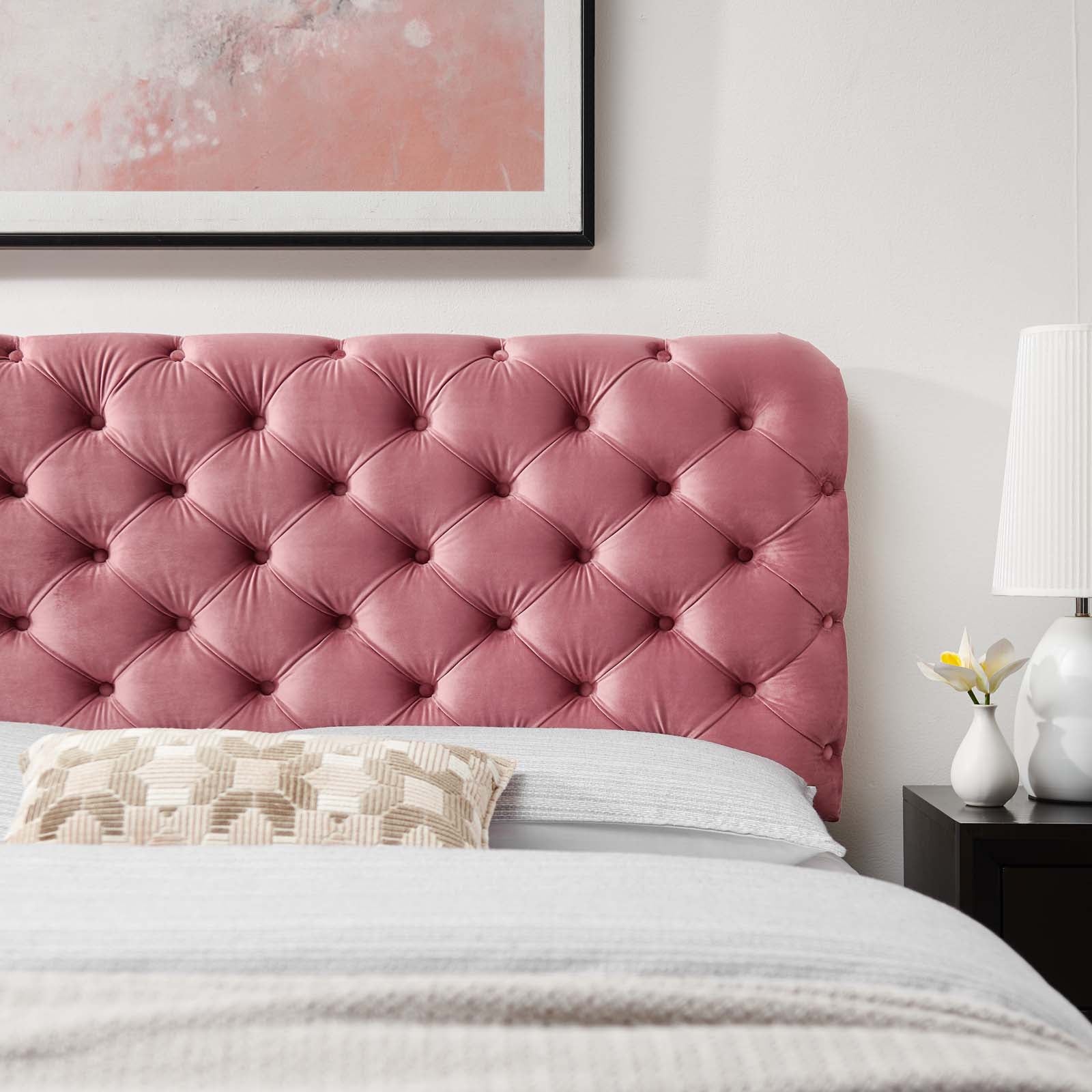 Modway Headboards - Lizzy Tufted Full/Queen Performance Velvet Headboard Dusty Rose