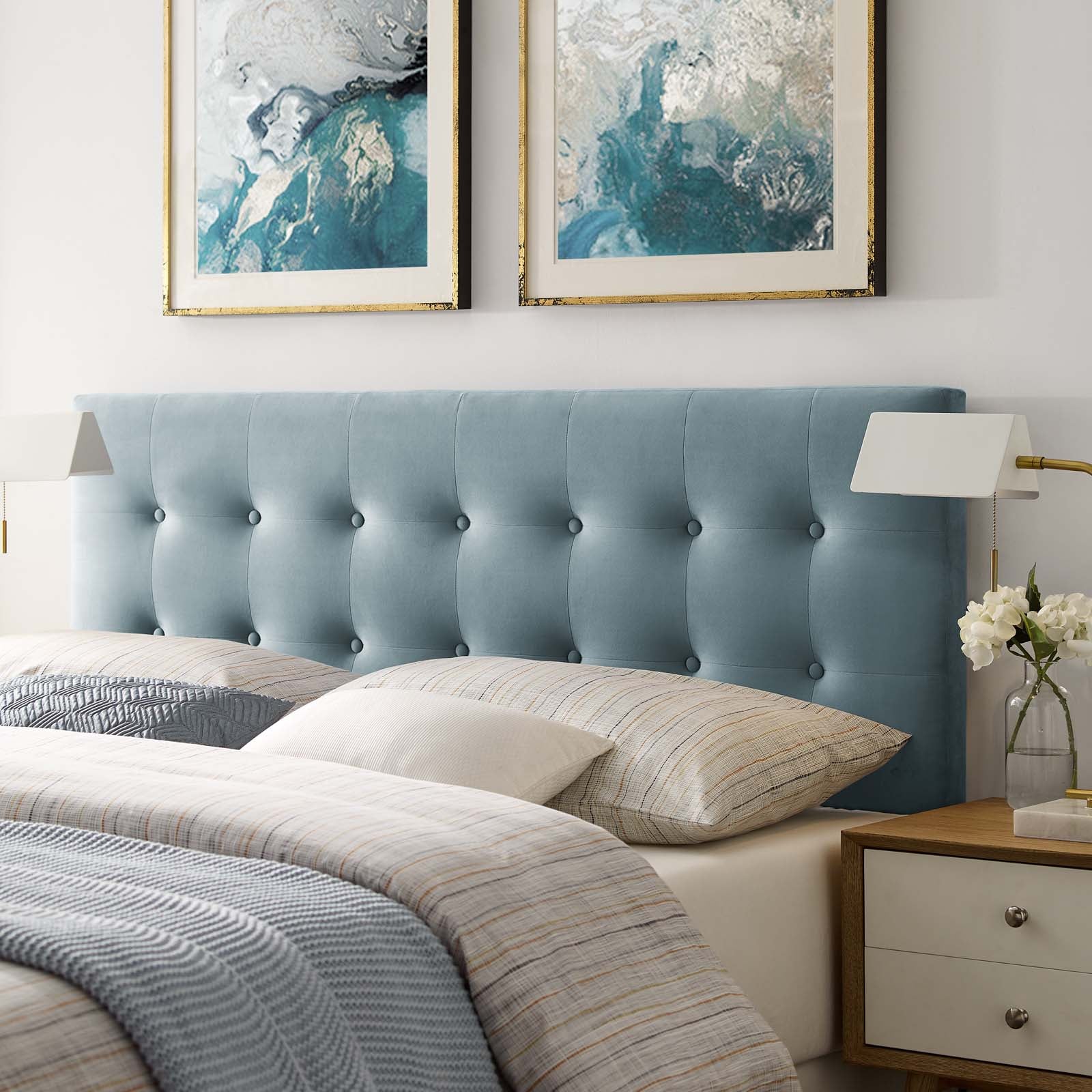 Light blue headboard deals king