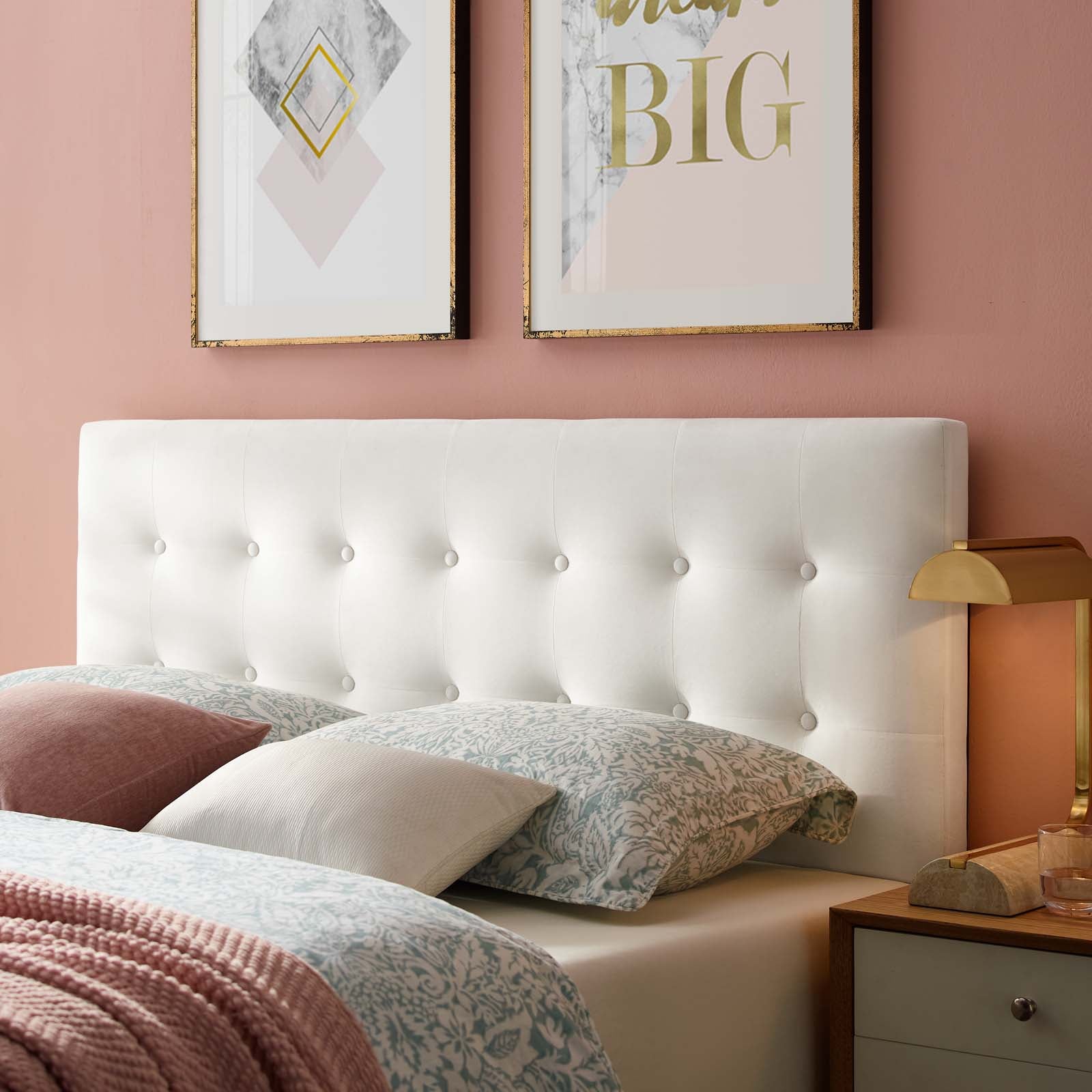 Modway Headboards - Emily King Biscuit Tufted Performance Velvet Headboard White