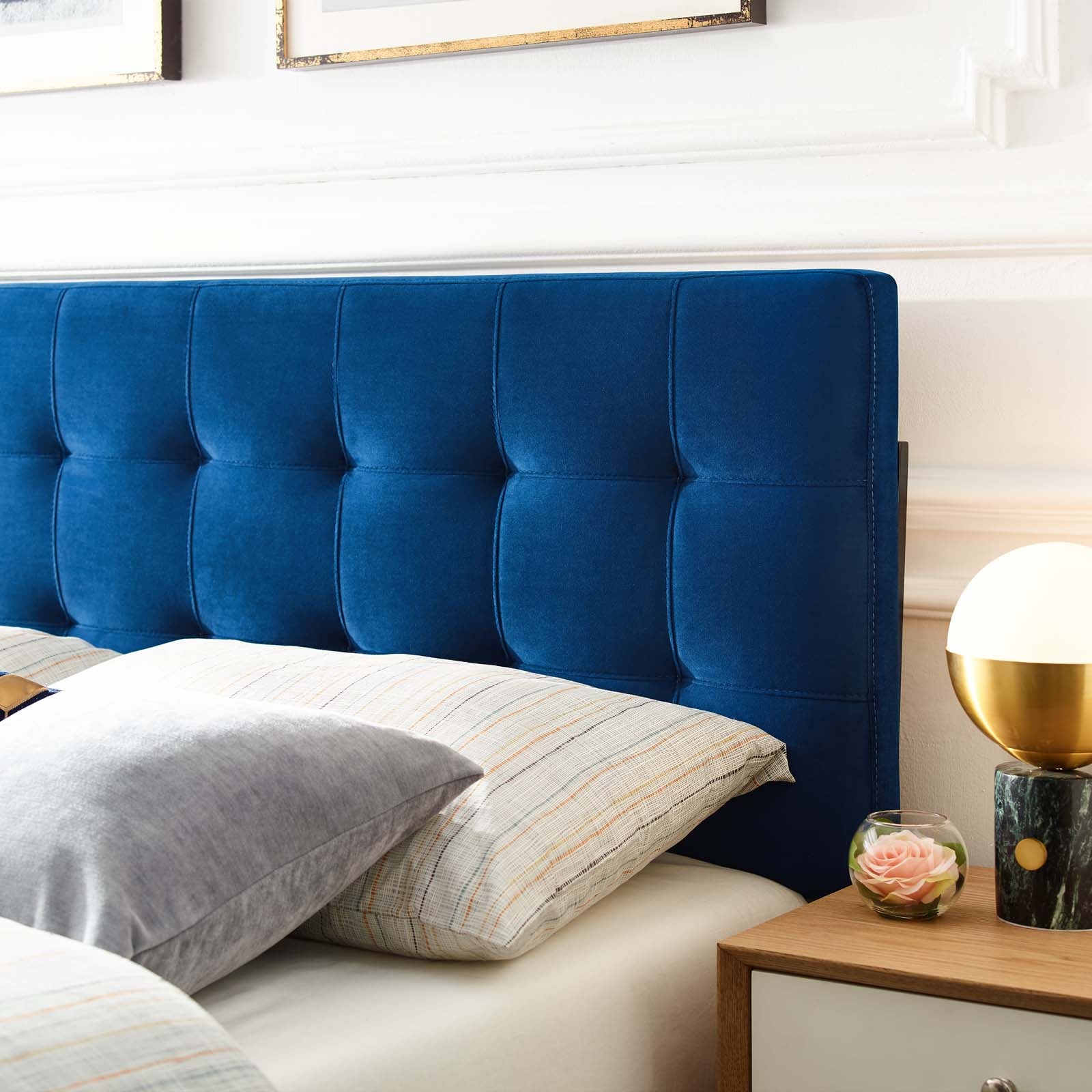 Modway Headboards - Lily Queen Biscuit Tufted Performance Velvet Headboard Navy