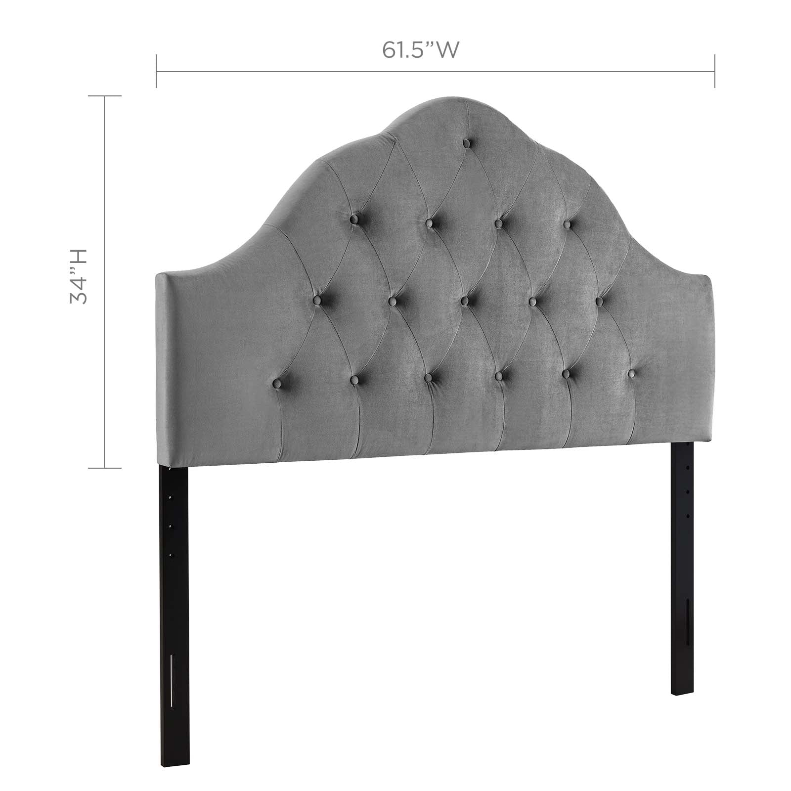 Modway Headboards - Sovereign Queen Diamond Tufted Performance Velvet Headboard Gray