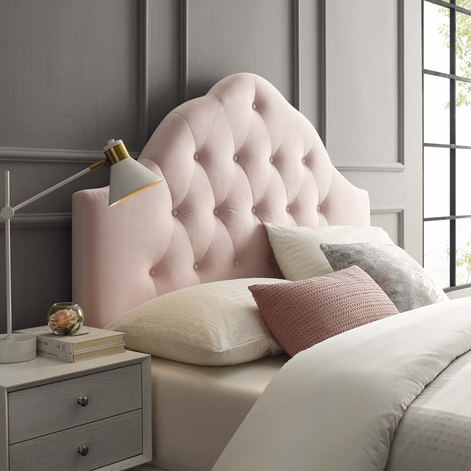 Modway Headboards - Sovereign Queen Diamond Tufted Performance Velvet Headboard Pink