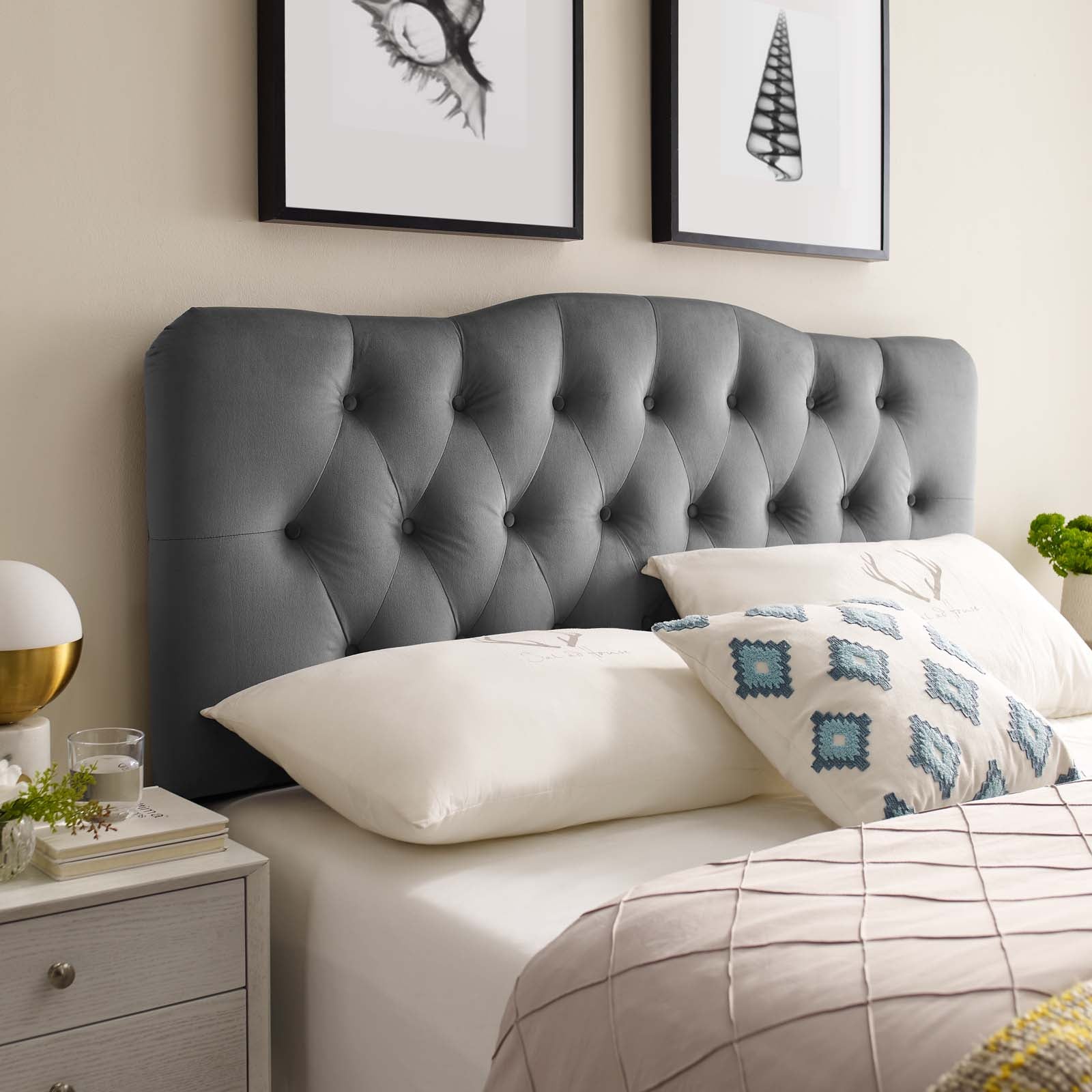 Modway Headboards - Annabel Full Diamond Tufted Headboard Gray