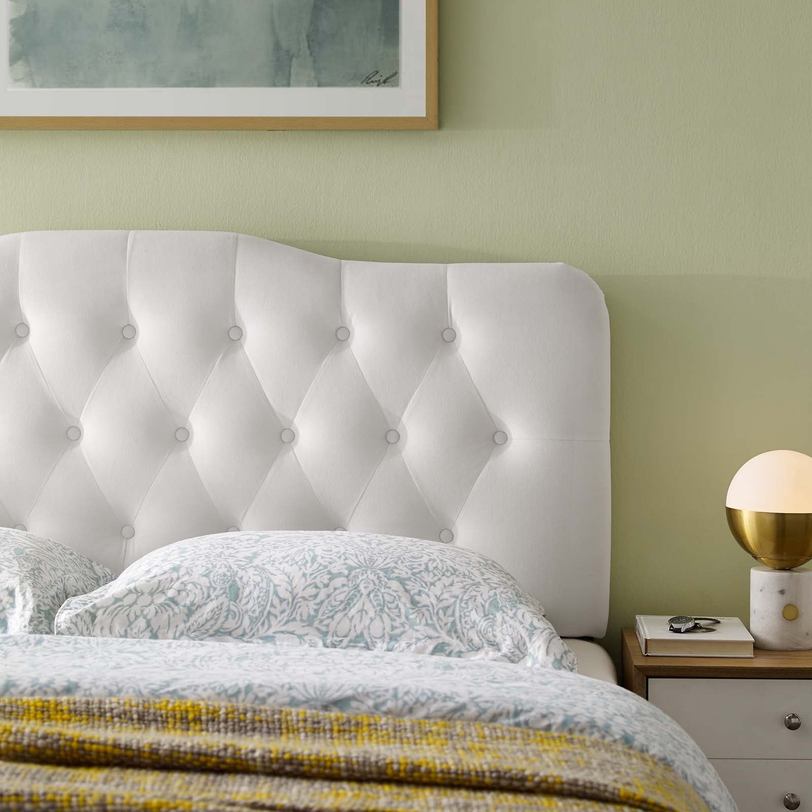 Modway Headboards - Annabel Queen Diamond Tufted Performance Velvet Headboard White