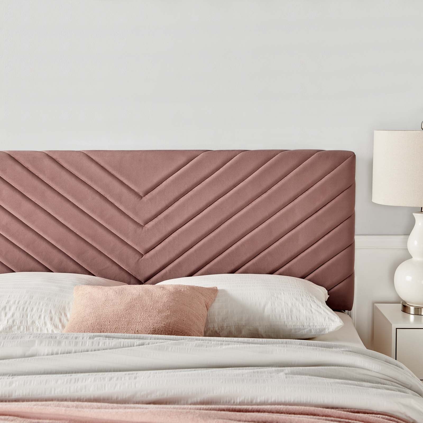 Modway Headboards - Alyson Angular Channel Tufted Twin Headboard Dusty Rose