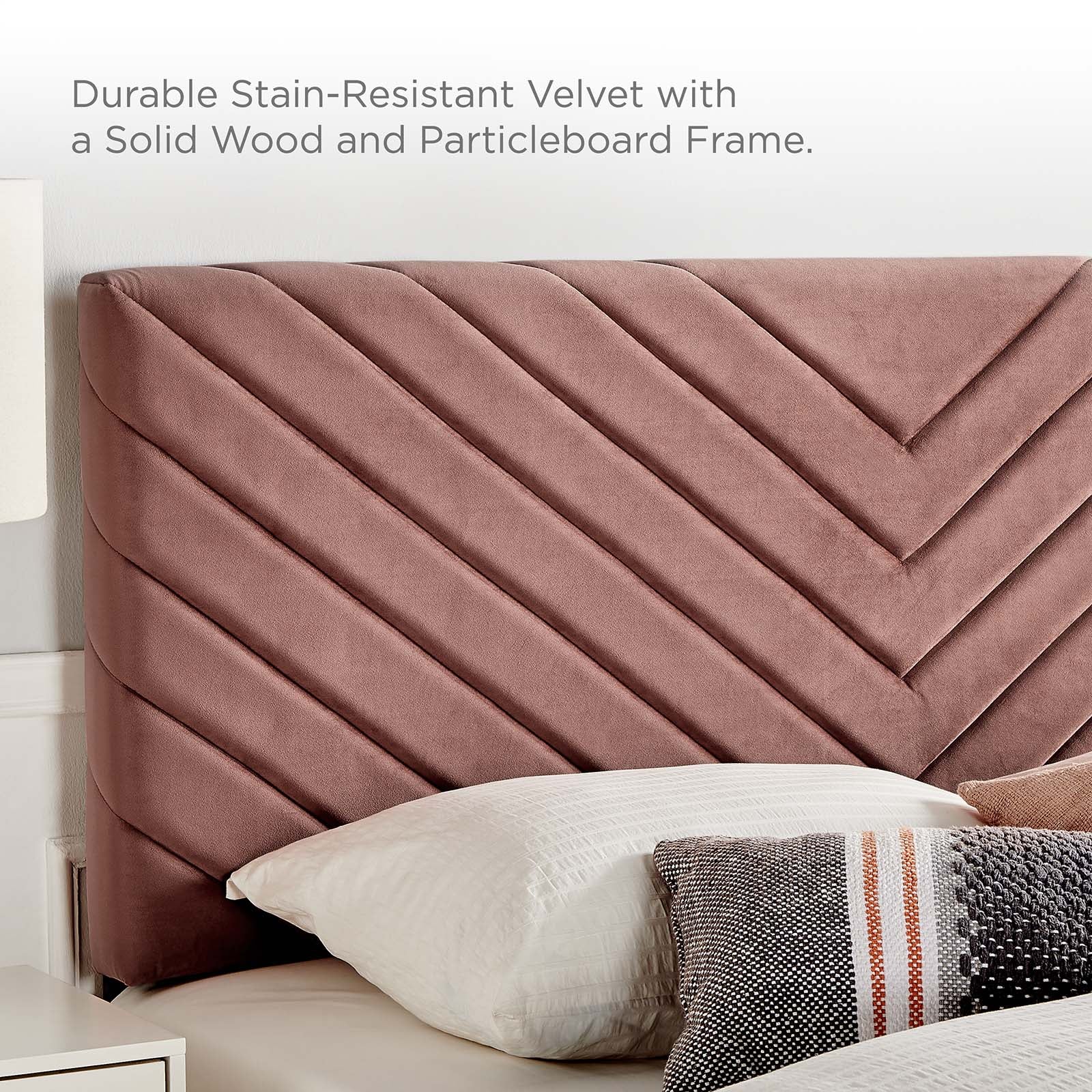 Modway Headboards - Alyson Angular Performance Velvet Full / Queen Headboard Dusty Rose