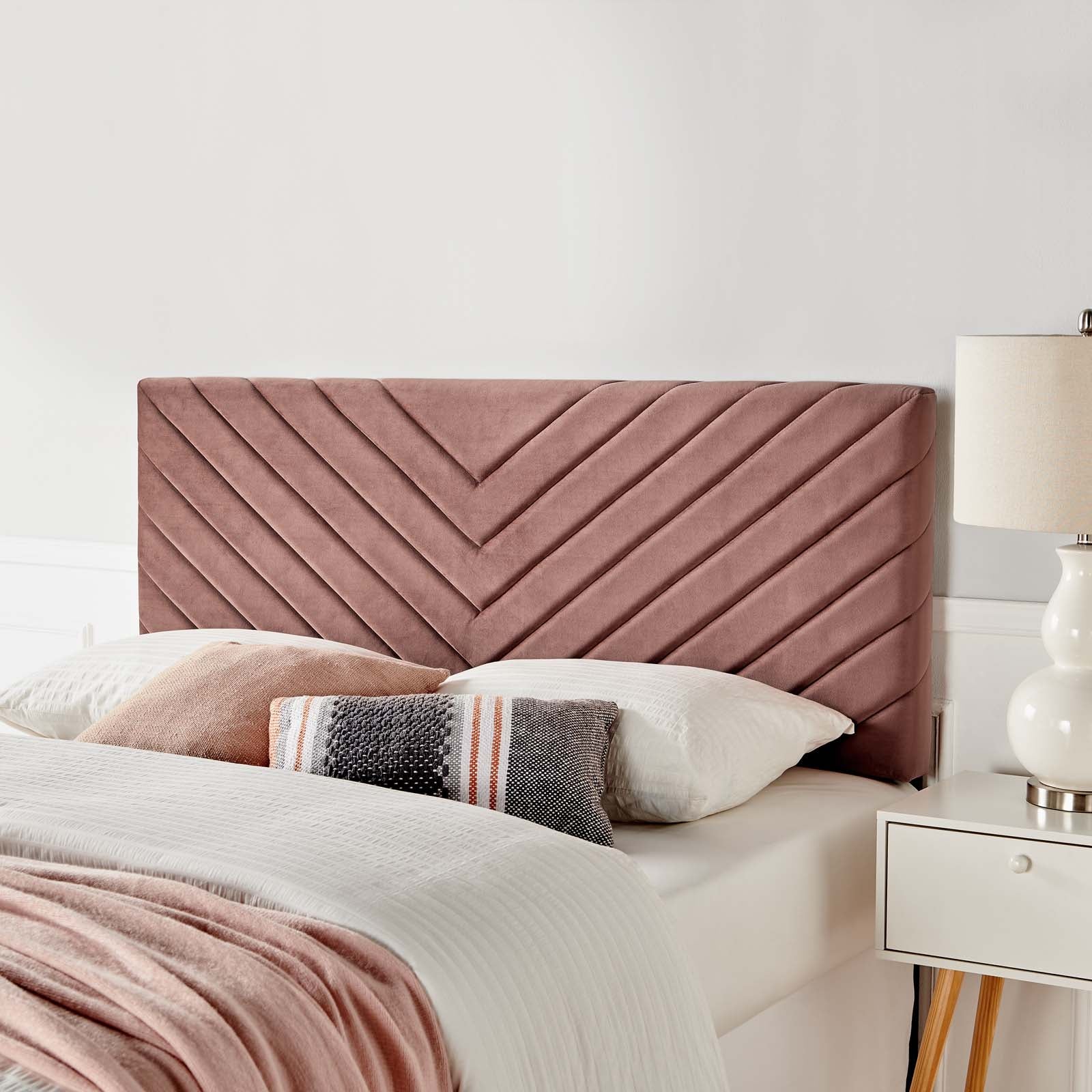 Modway Headboards - Alyson Angular Performance Velvet Full / Queen Headboard Dusty Rose