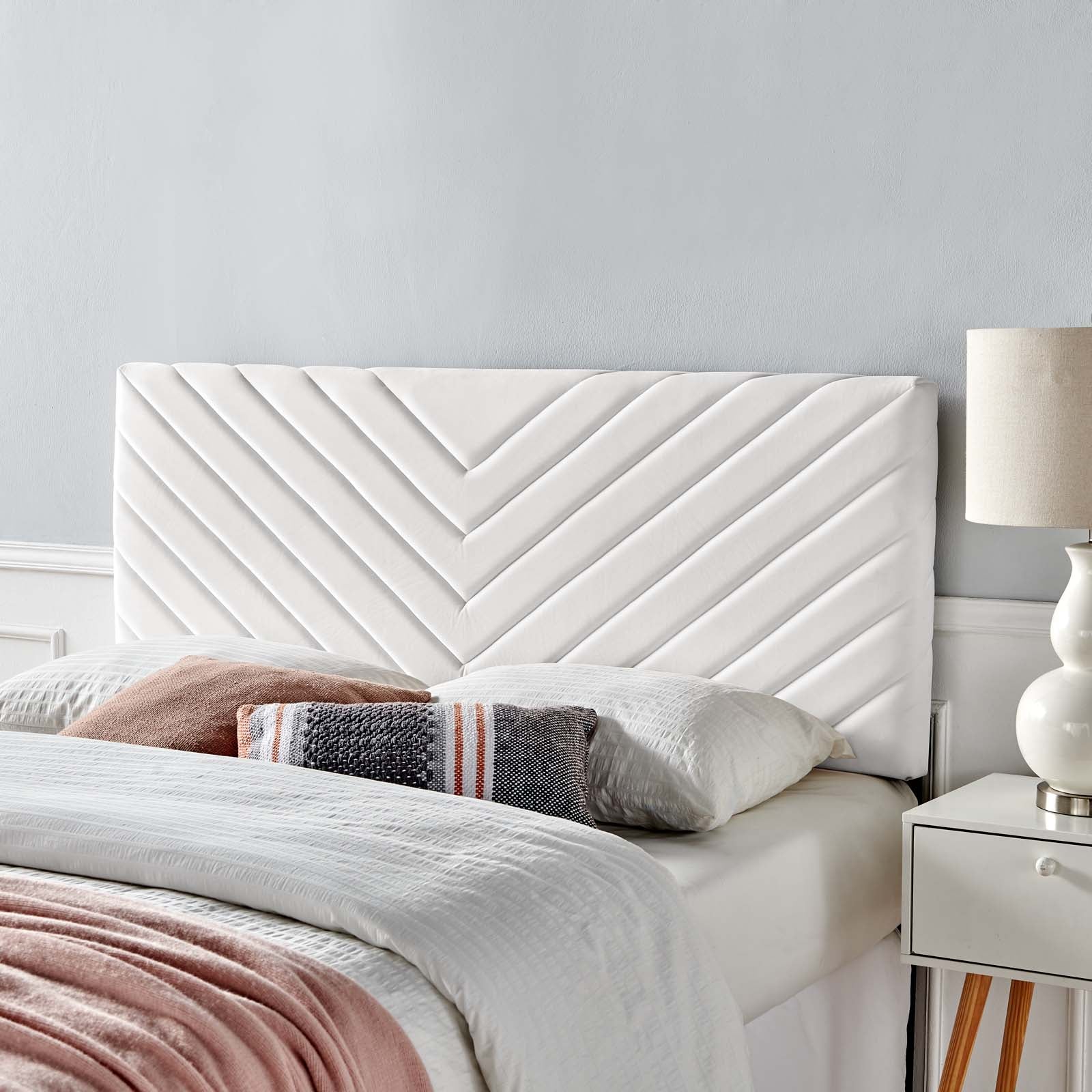 Modway Headboards - Alyson Angular Channel Tufted Performance Velvet King / California King Headboard White