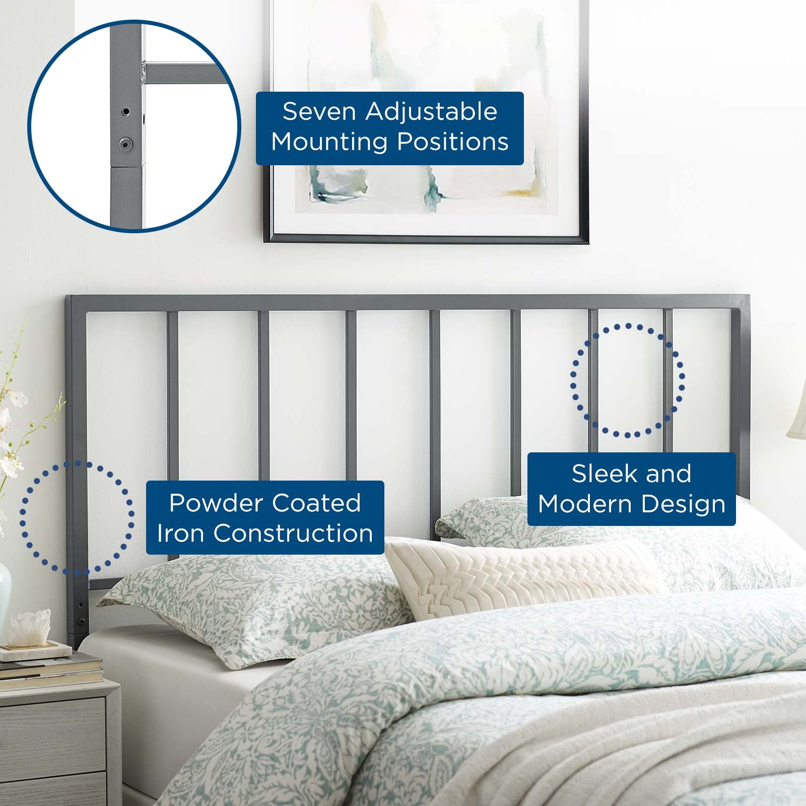 Modway Headboards - Tatum Full Metal Headboard Gray