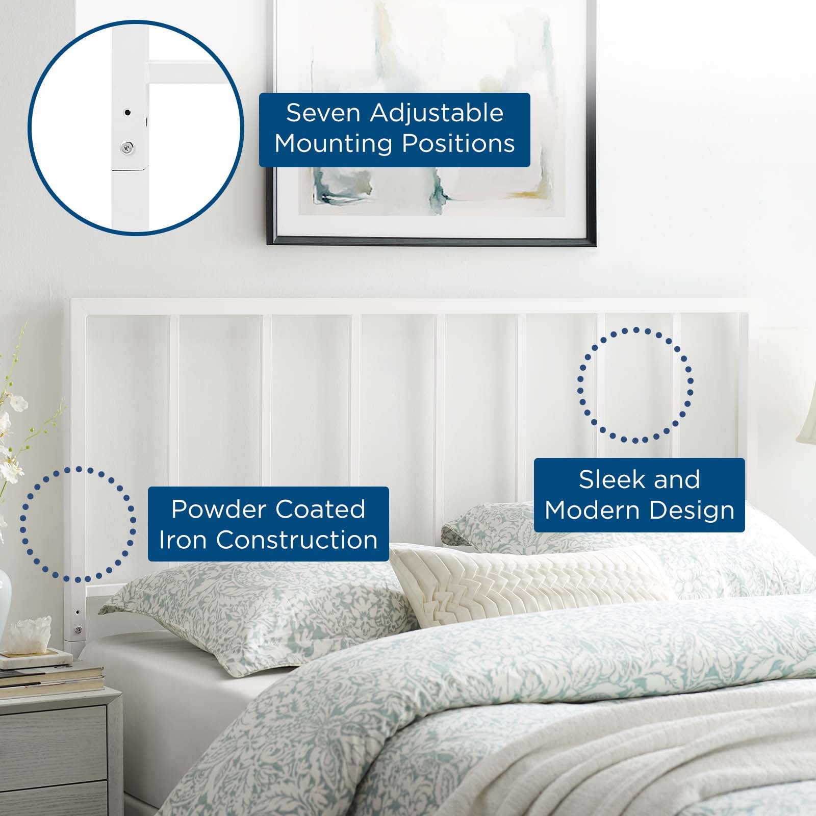 Modway Headboards - Tatum Full Metal Headboard White