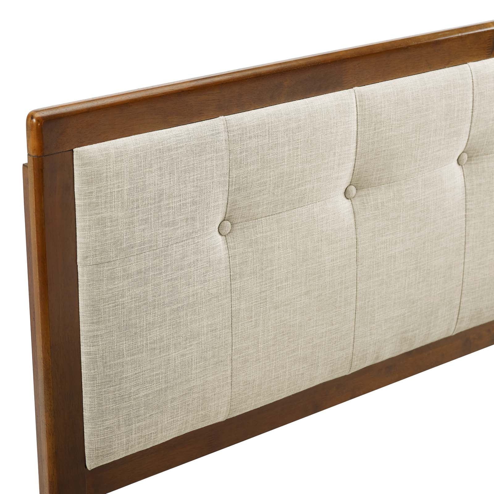 Modway Headboards - Draper Tufted King Fabric and Wood Headboard Walnut Beige