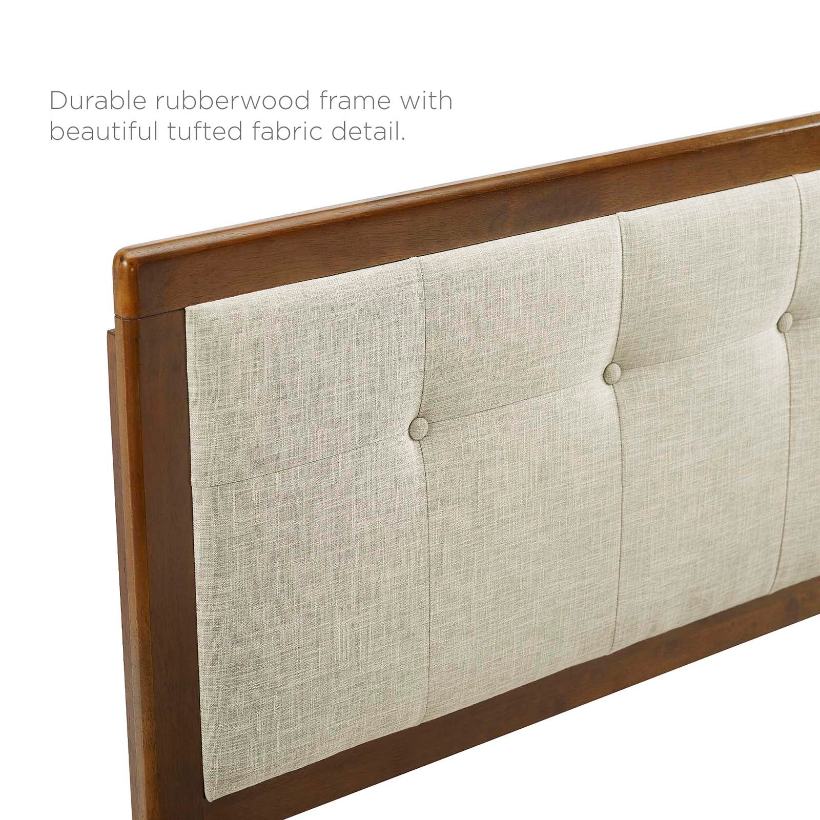 Modway Headboards - Draper Tufted King Fabric and Wood Headboard Walnut Beige