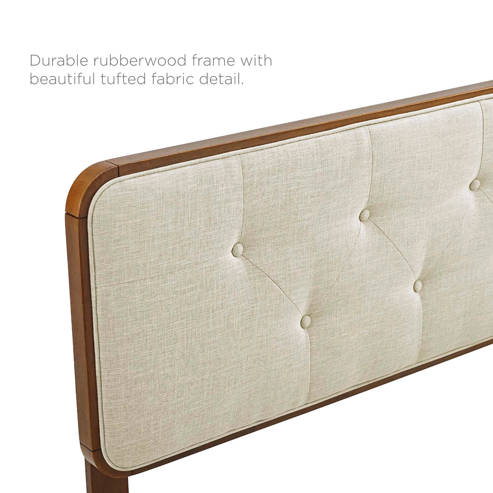 Modway Headboards - Collins Tufted Queen Fabric and Wood Headboard Walnut Beige