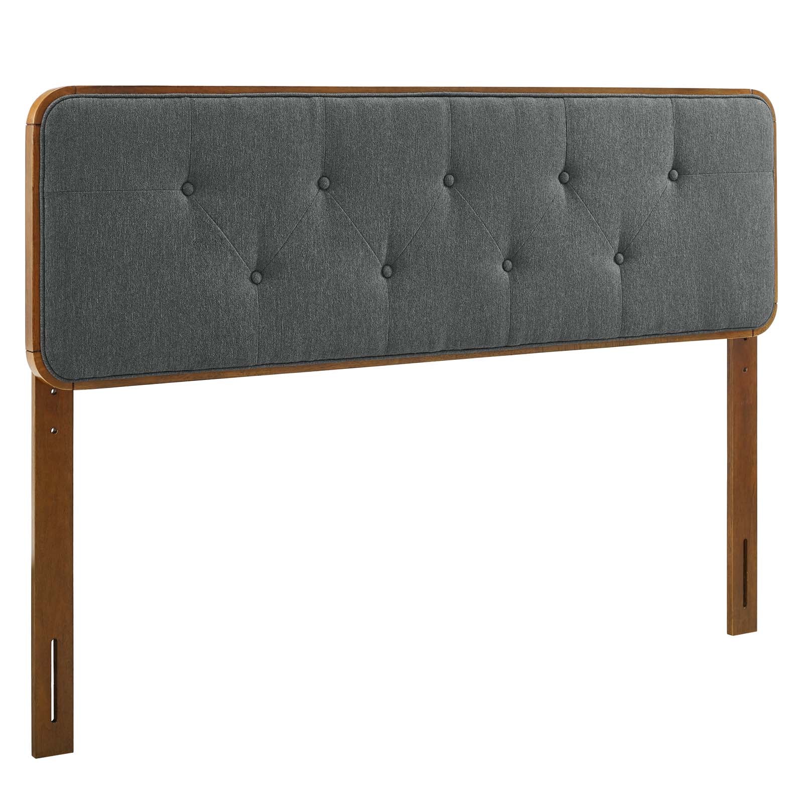 Modway Headboards - Collins Tufted Queen Fabric and Wood Headboard Walnut Charcoal