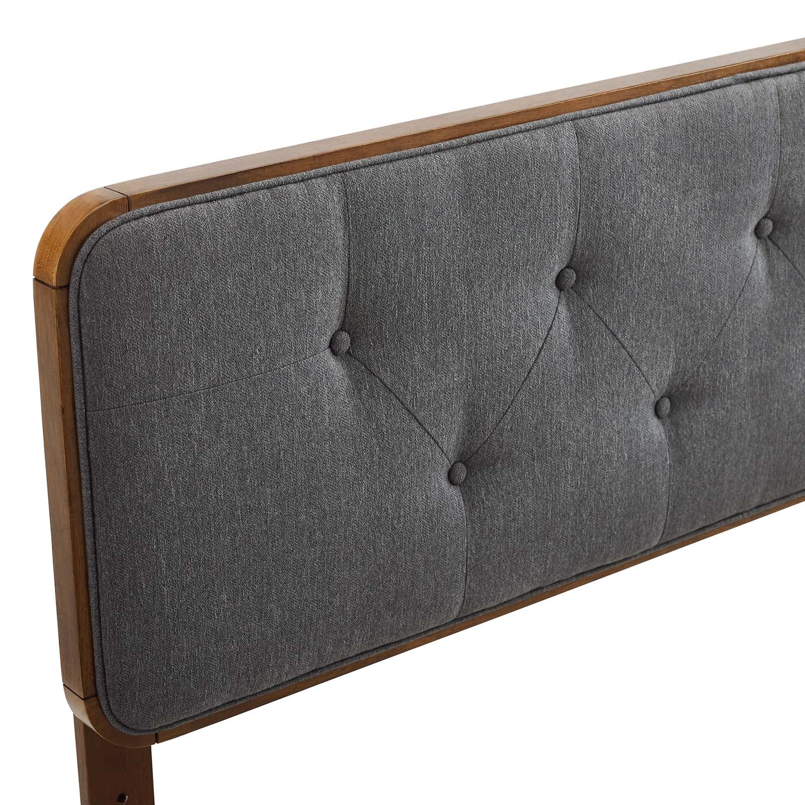 Modway Headboards - Collins Tufted Queen Fabric and Wood Headboard Walnut Charcoal