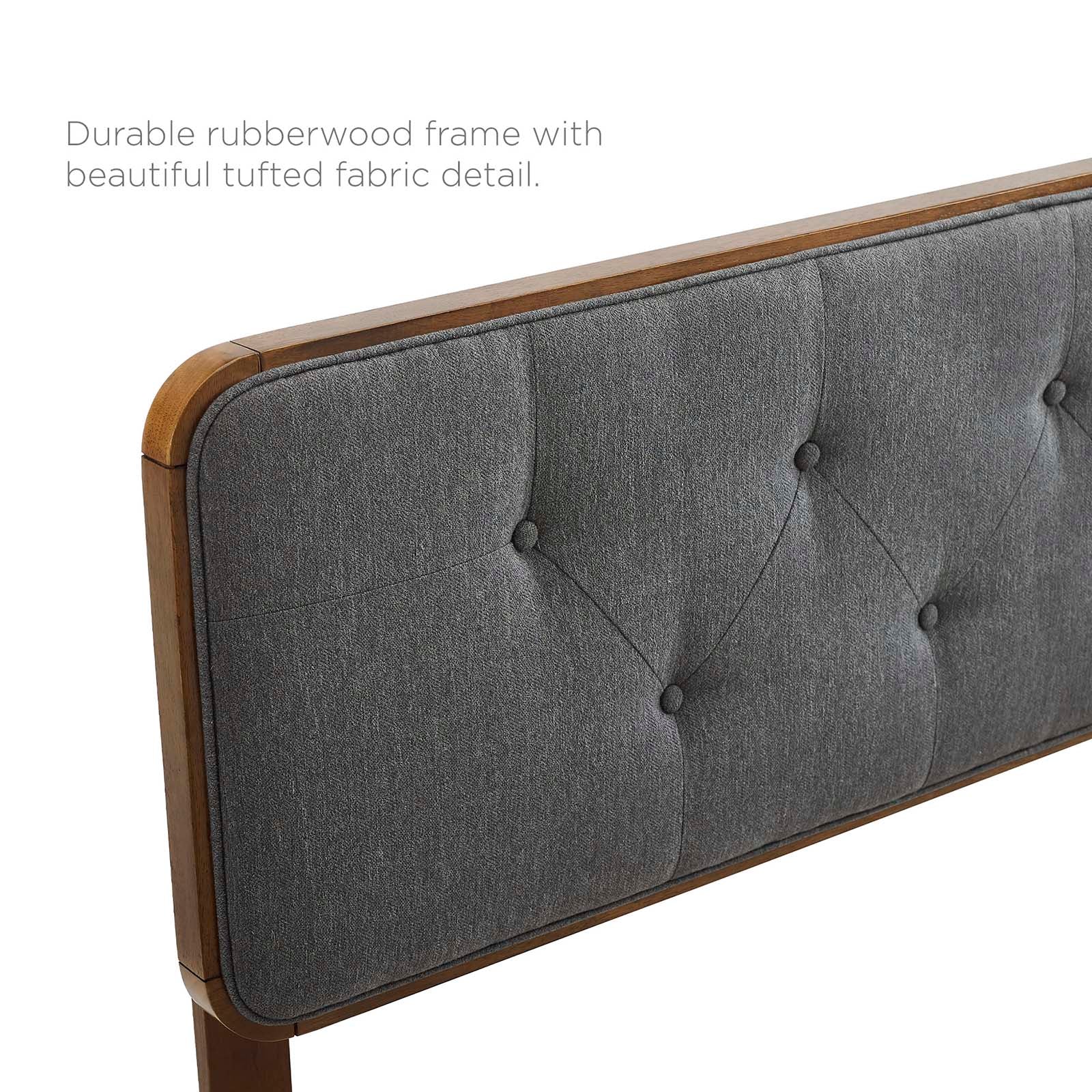 Modway Headboards - Collins Tufted King Fabric and Wood Headboard Walnut Charcoal