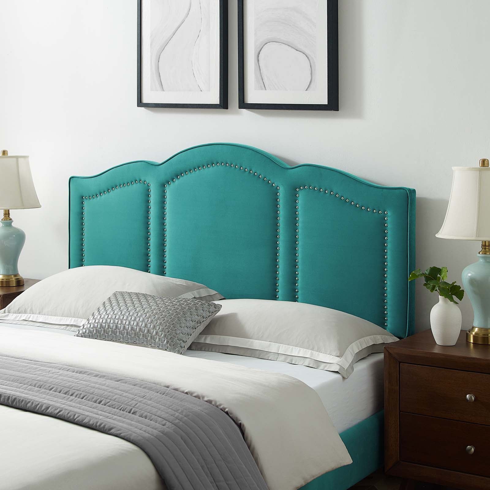 Modway Headboards - Cecilia Full/Queen Performance Velvet Headboard Teal