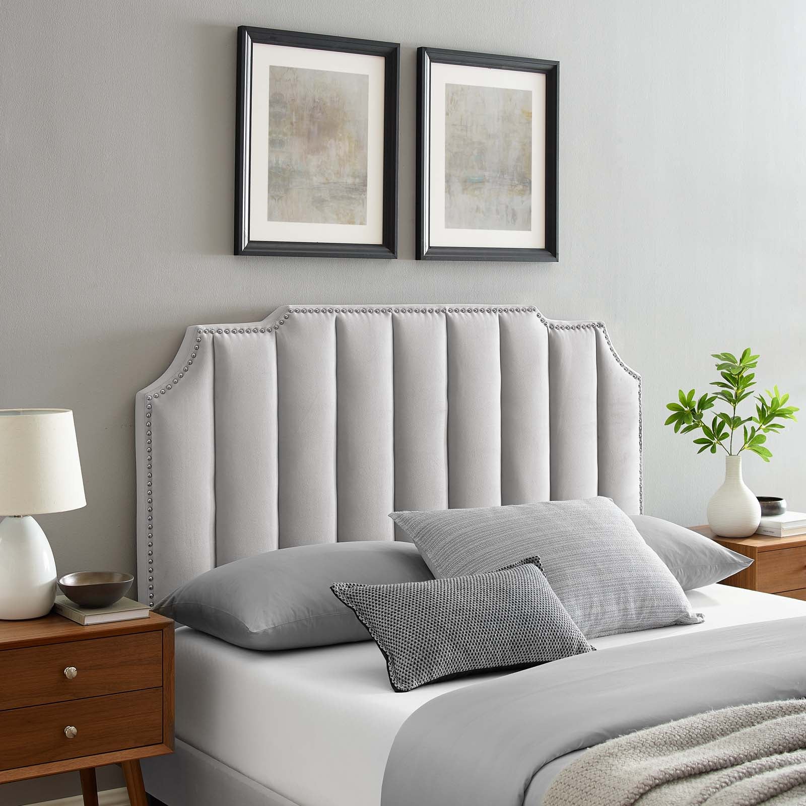 Modway Headboards - Rosalind Performance Velvet King/California King Headboard Light Gray