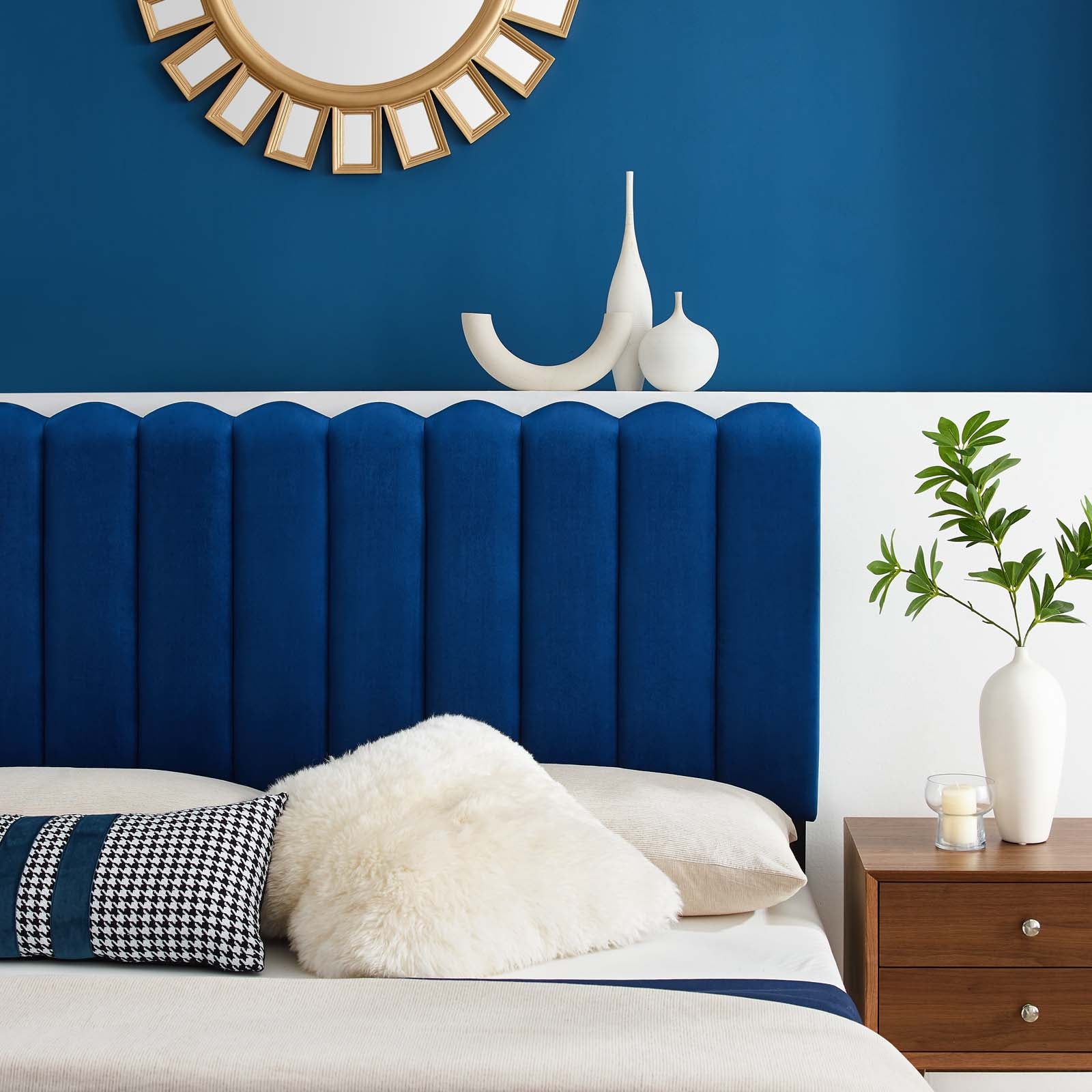 Modway Headboards - Delilah Performance Velvet Full/Queen Headboard Navy