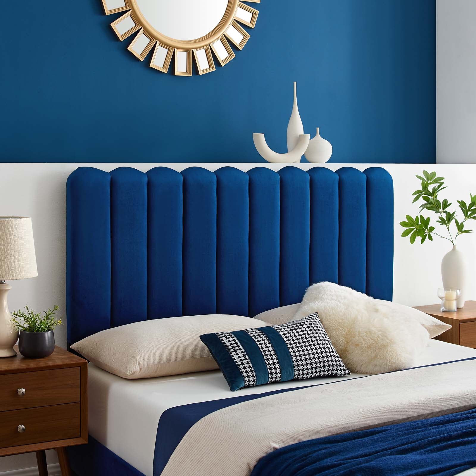 Modway Headboards - Delilah Performance Velvet Full/Queen Headboard Navy