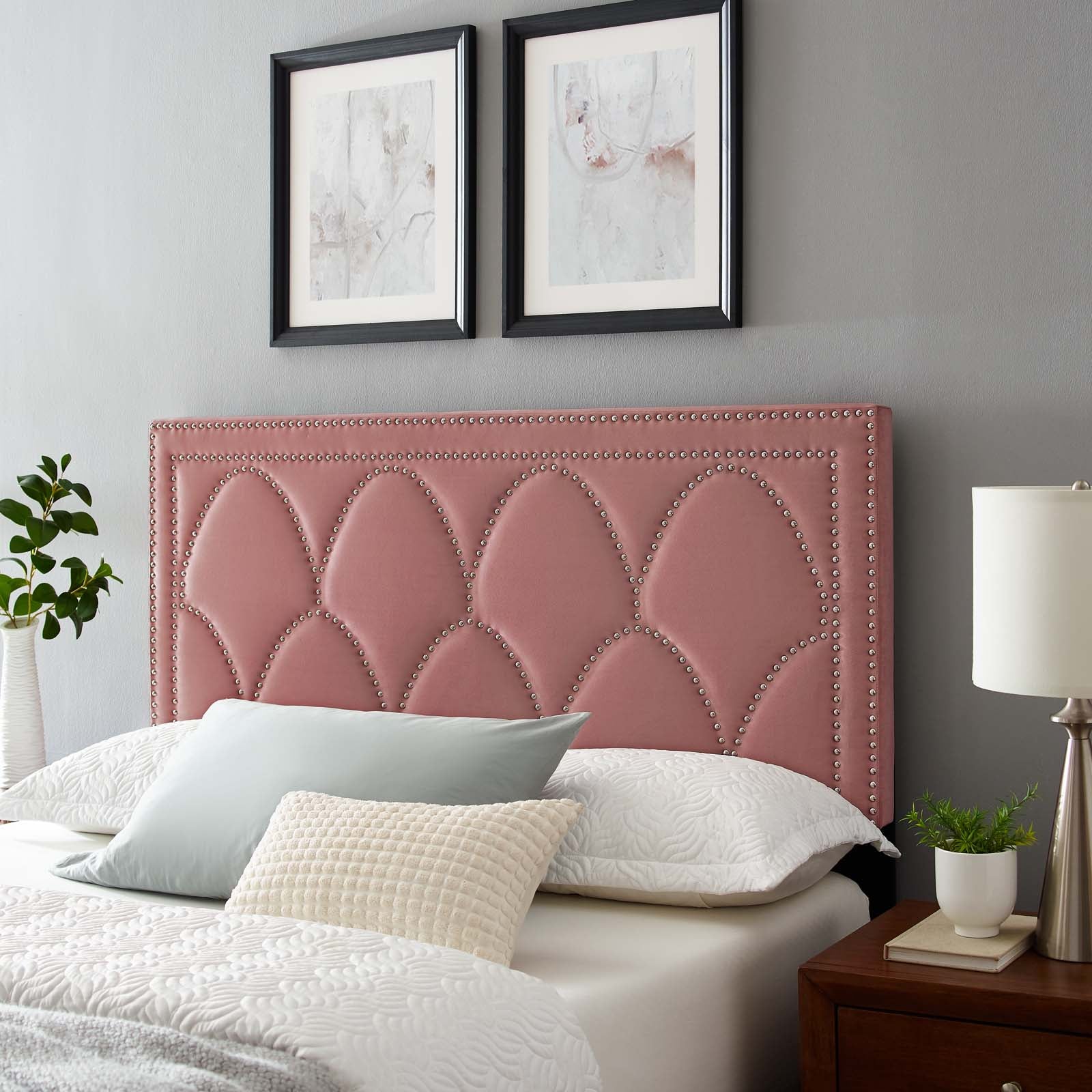 Modway Headboards - Greta Performance Velvet Twin Headboard Dusty Rose