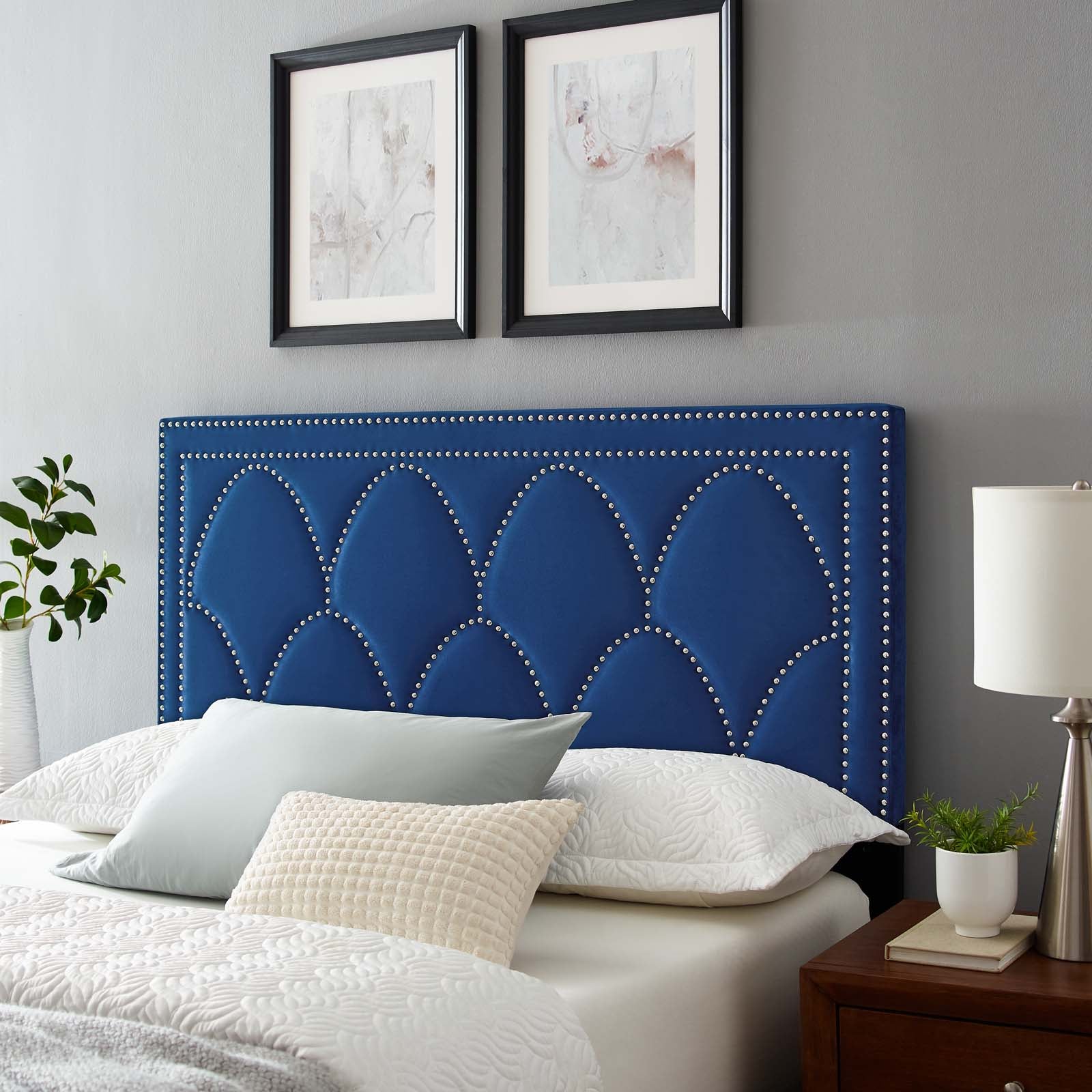 Modway Headboards - Greta Performance Velvet Twin Headboard Navy