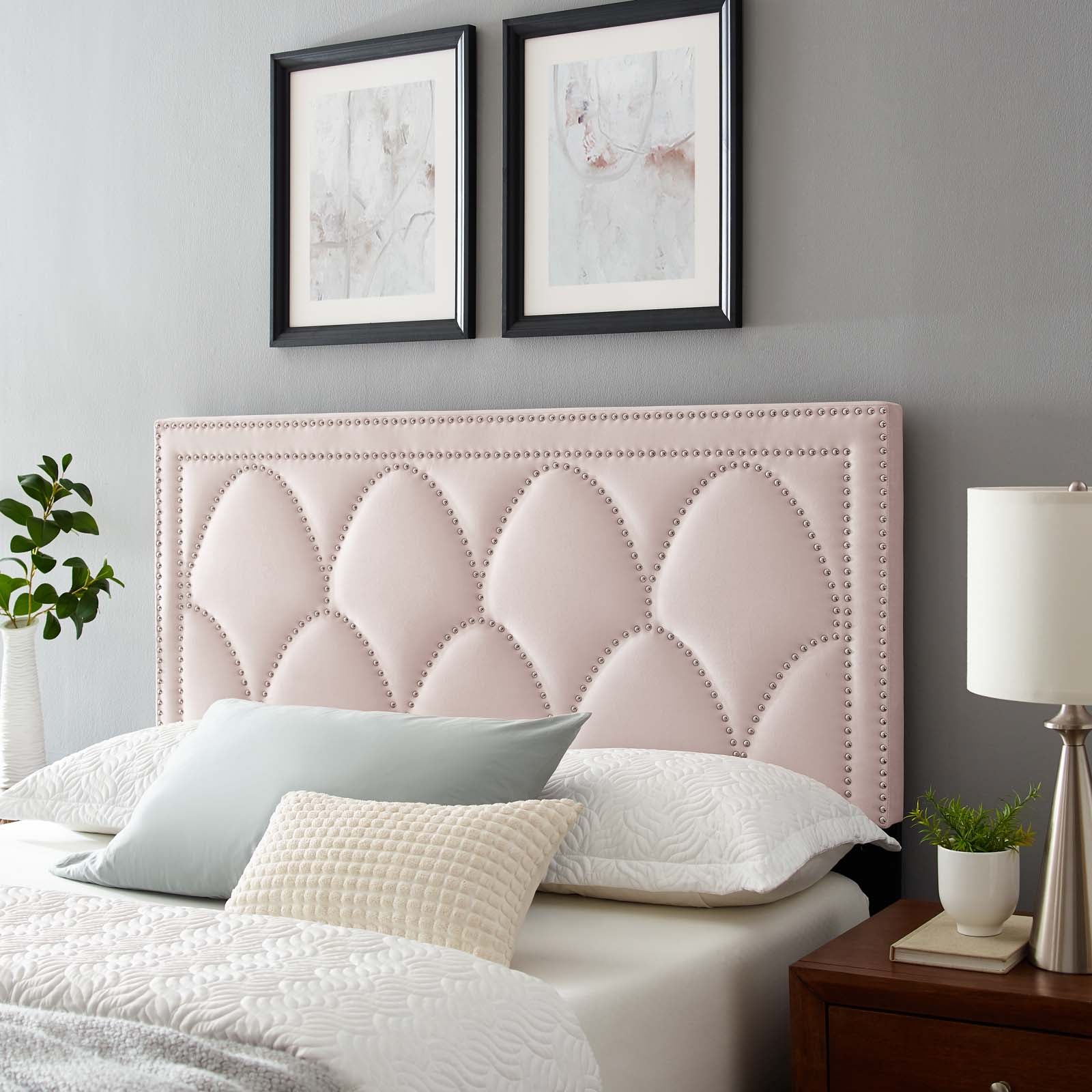 Modway Headboards - Greta Performance Velvet Twin Headboard Pink