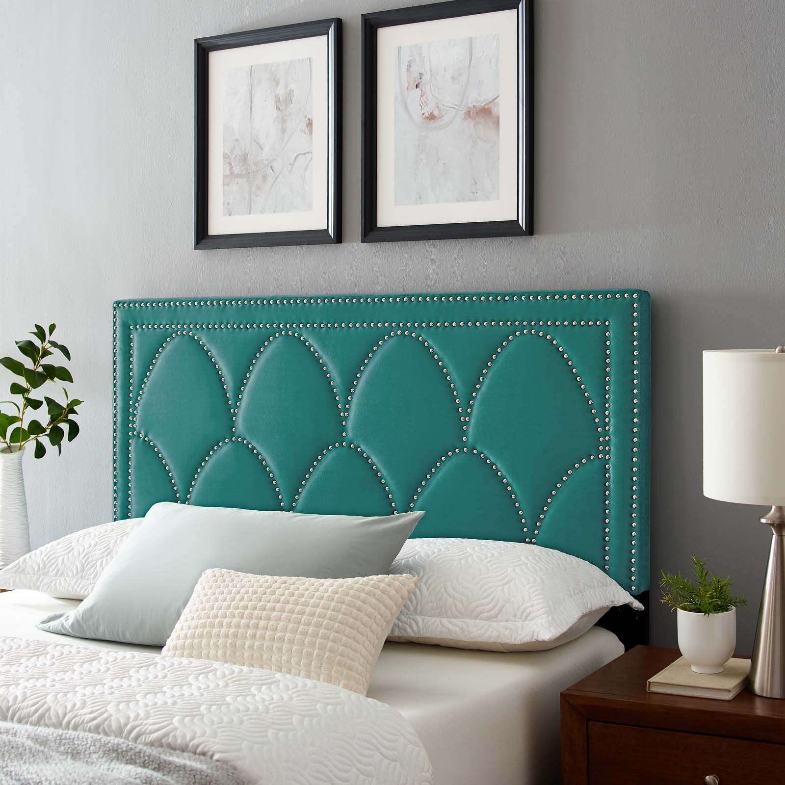 Modway Headboards - Greta Performance Velvet Twin Headboard Teal