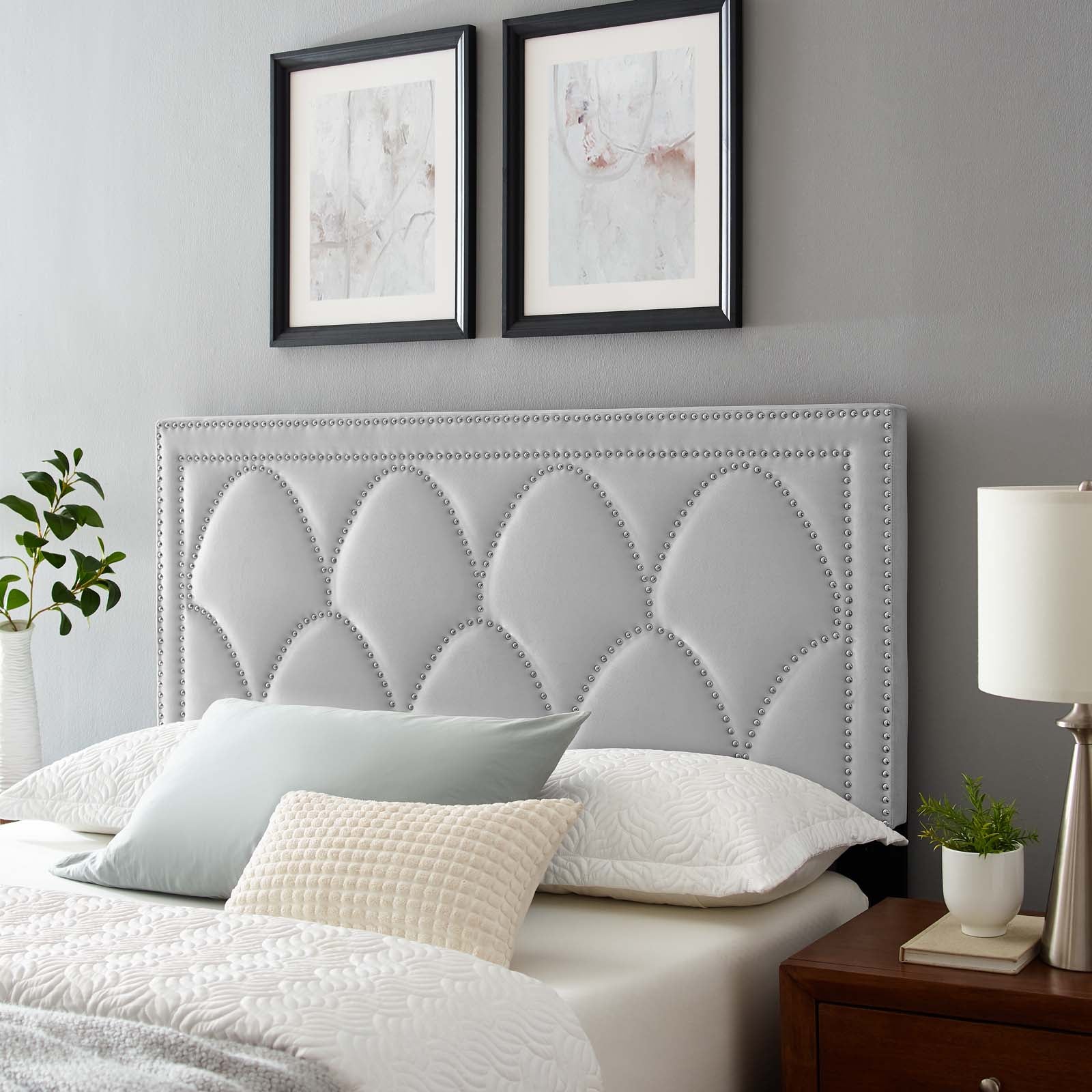 Modway Headboards - Greta Performance Velvet King/California King Headboard Light Gray