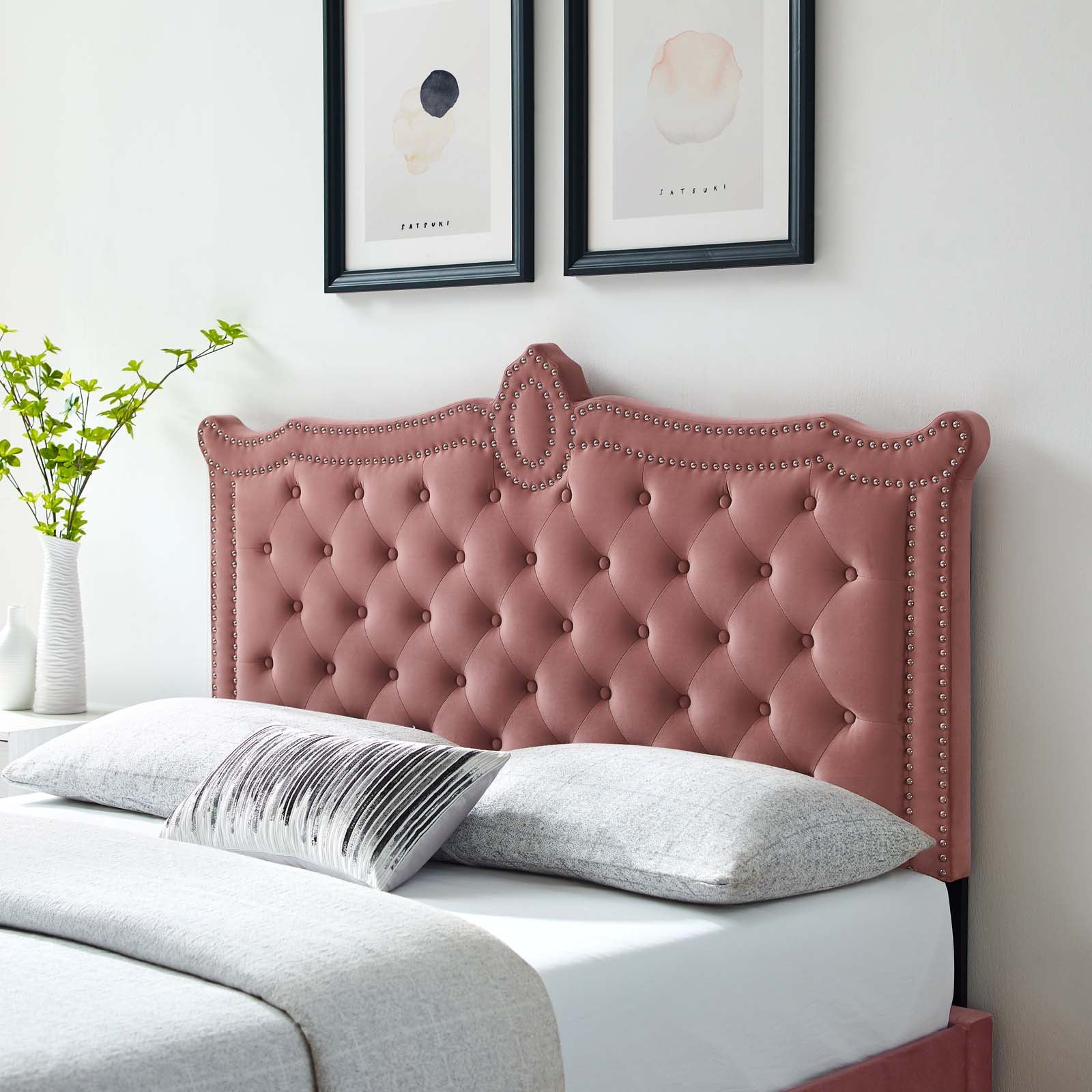 Modway Headboards - Louisa Tufted Performance Velvet Twin Headboard Dusty Rose