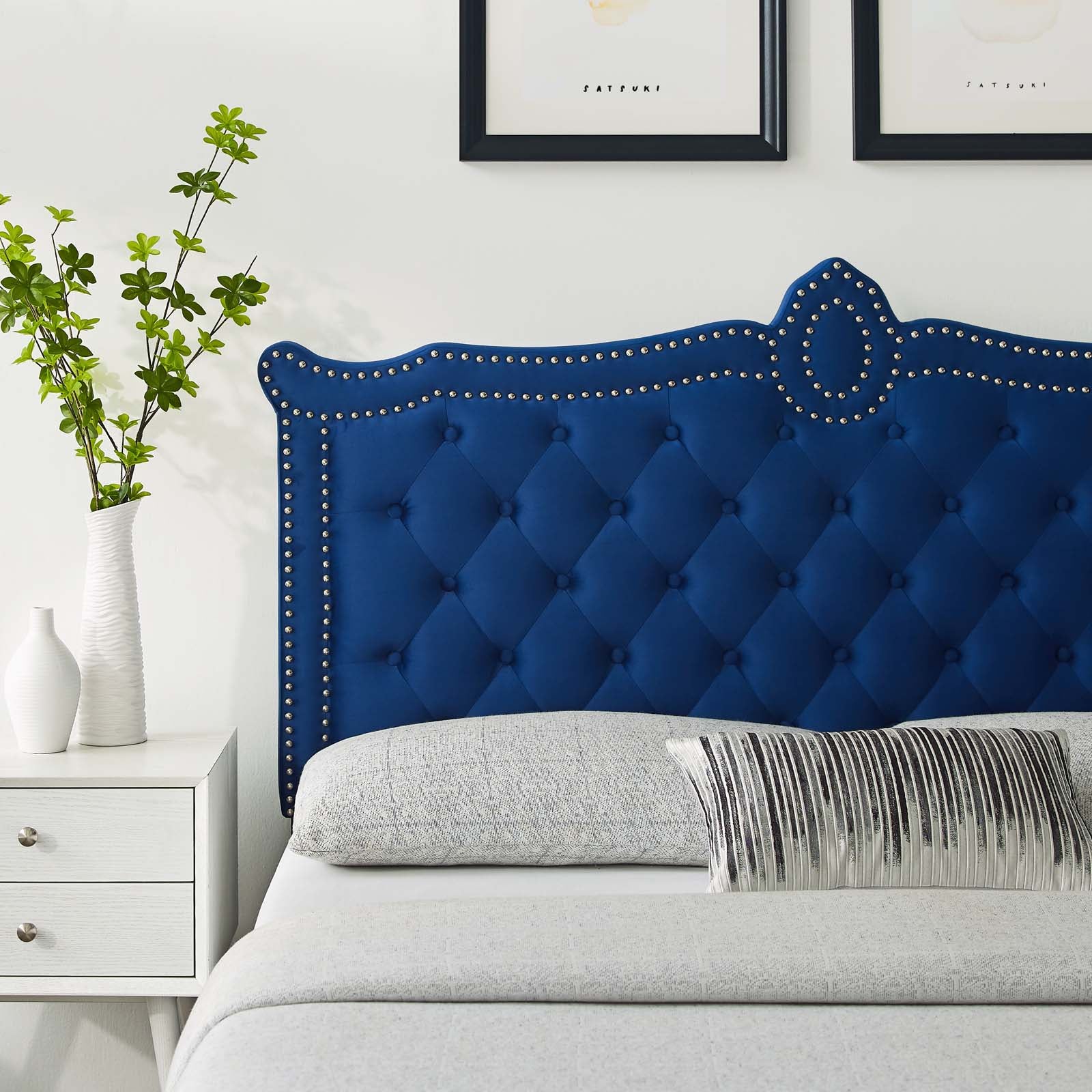 Modway Headboards - Louisa Tufted Performance Velvet Full/Queen Headboard Navy