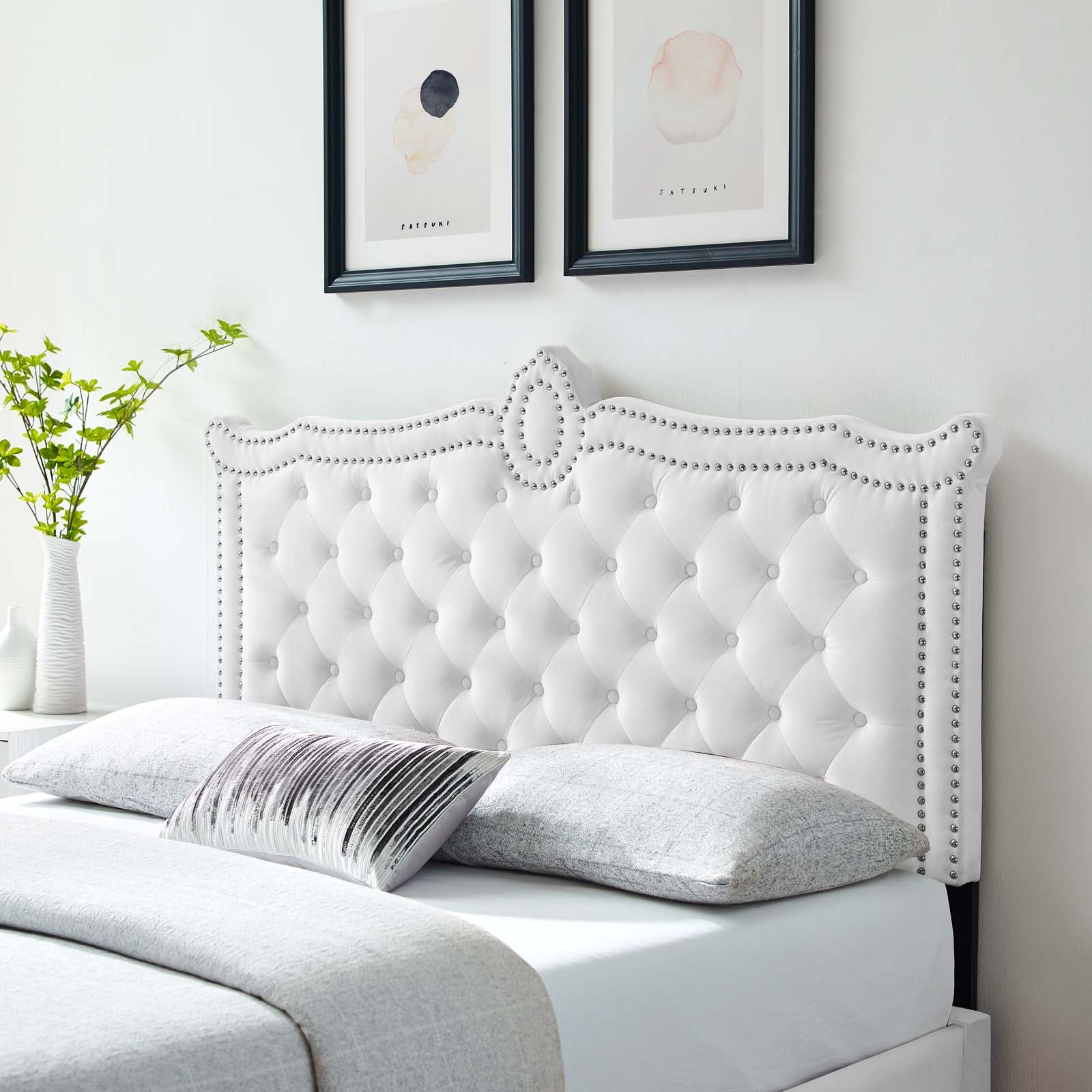 Modway Headboards - Louisa Tufted Performance Velvet Full/Queen Headboard White