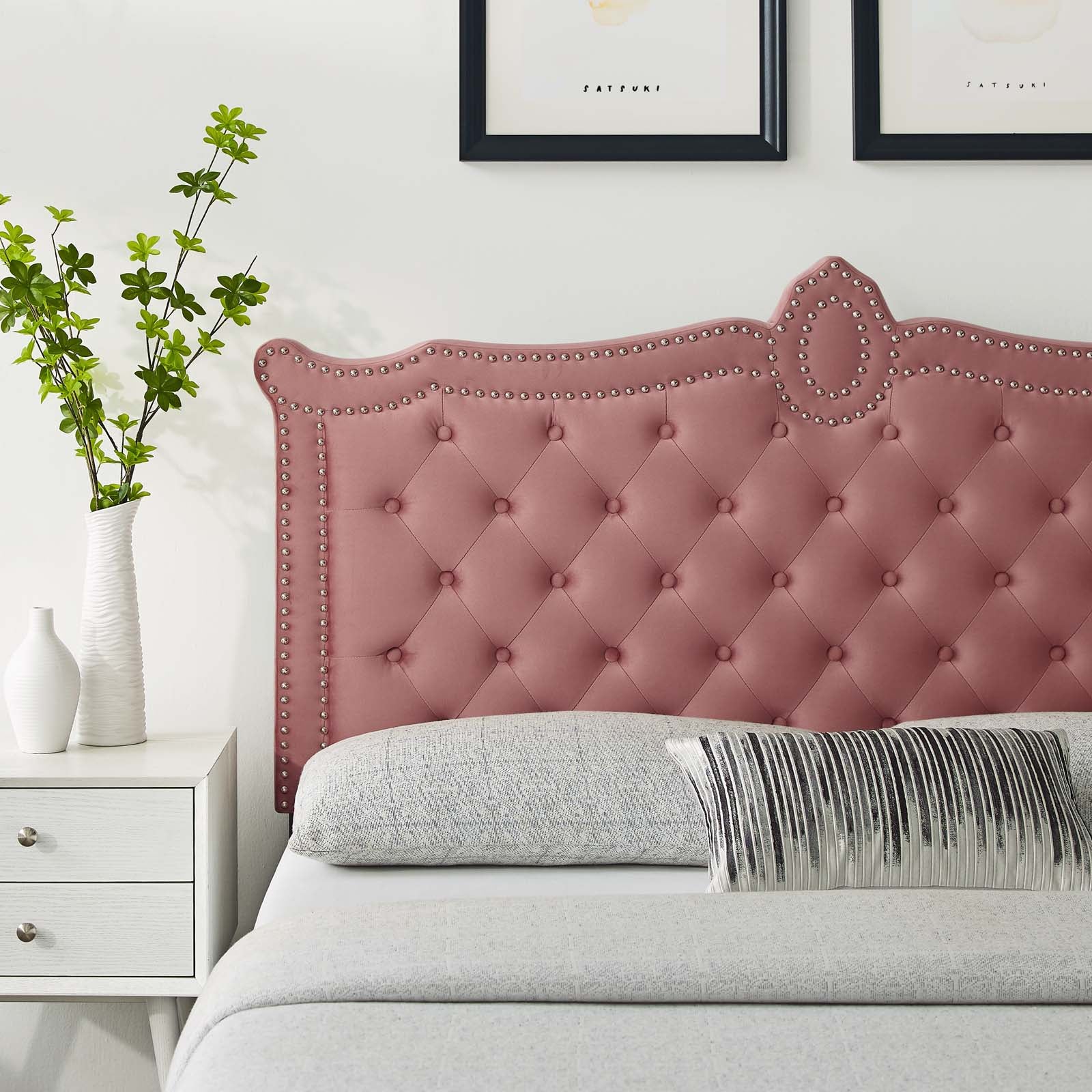 Modway Headboards - Louisa Tufted Performance Velvet King/California King Headboard Dusty Rose