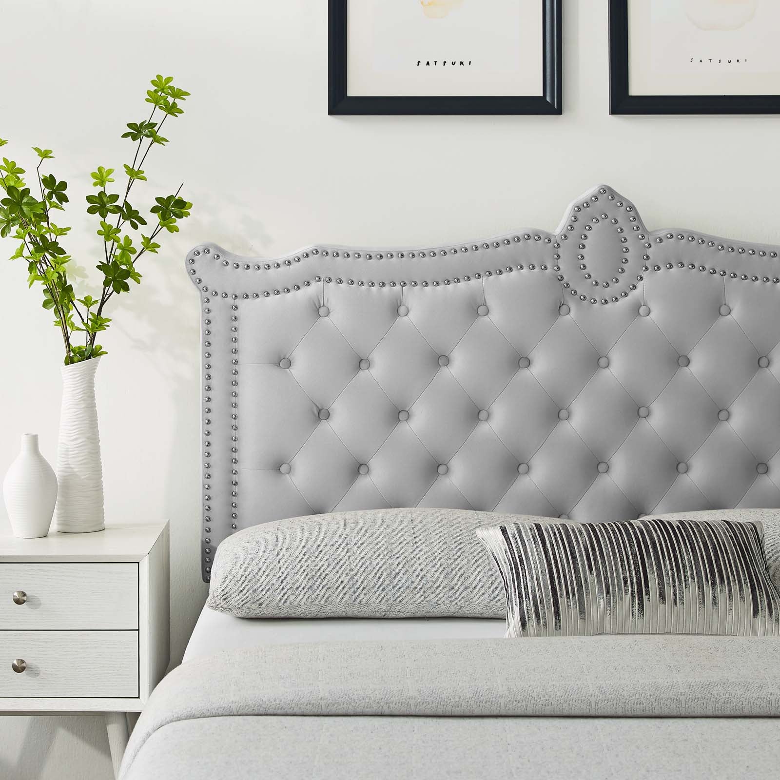 Modway Headboards - Louisa Tufted Performance Velvet King/California King Headboard Light Gray